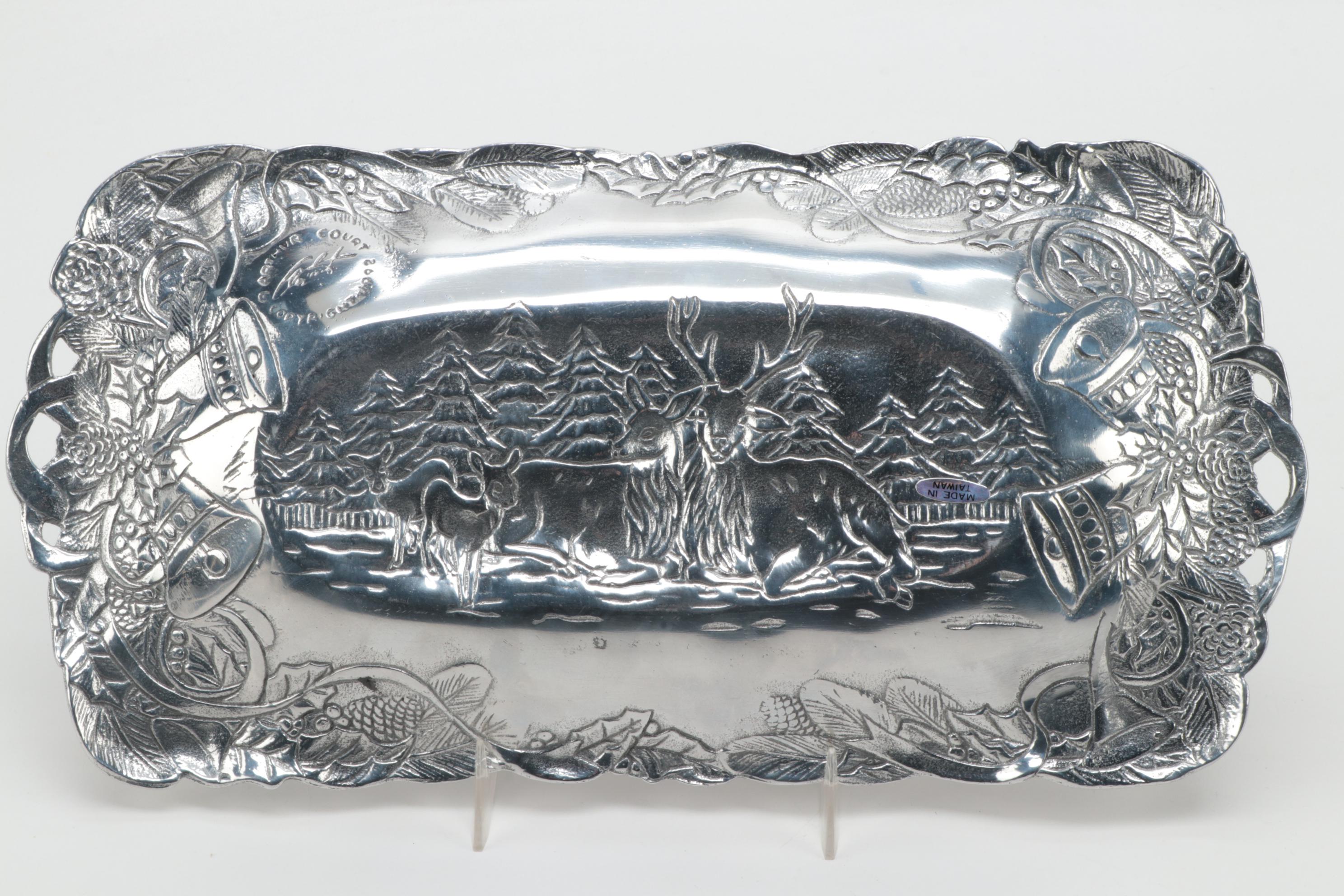 Conduit Soda Can Motif Paperweights and Rolex Notepad with Arthur Court Tray