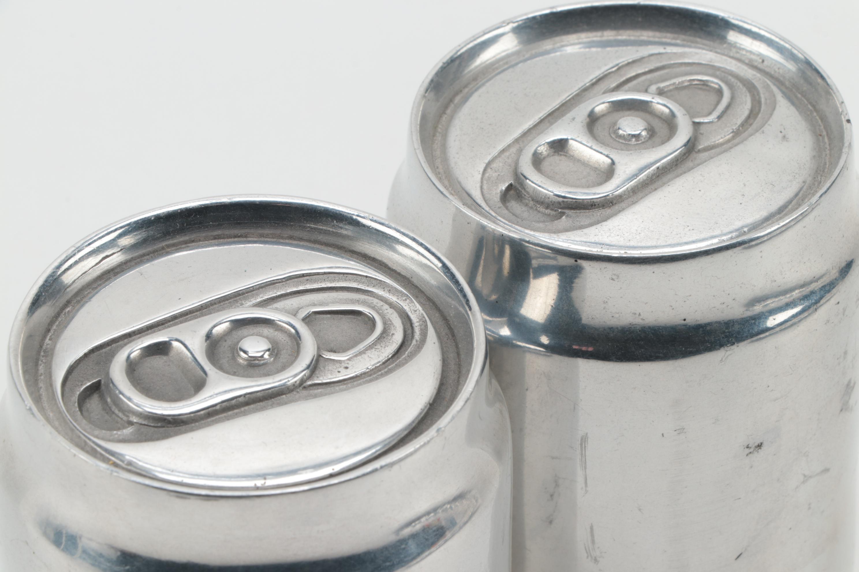 Conduit Soda Can Motif Paperweights and Rolex Notepad with Arthur Court Tray