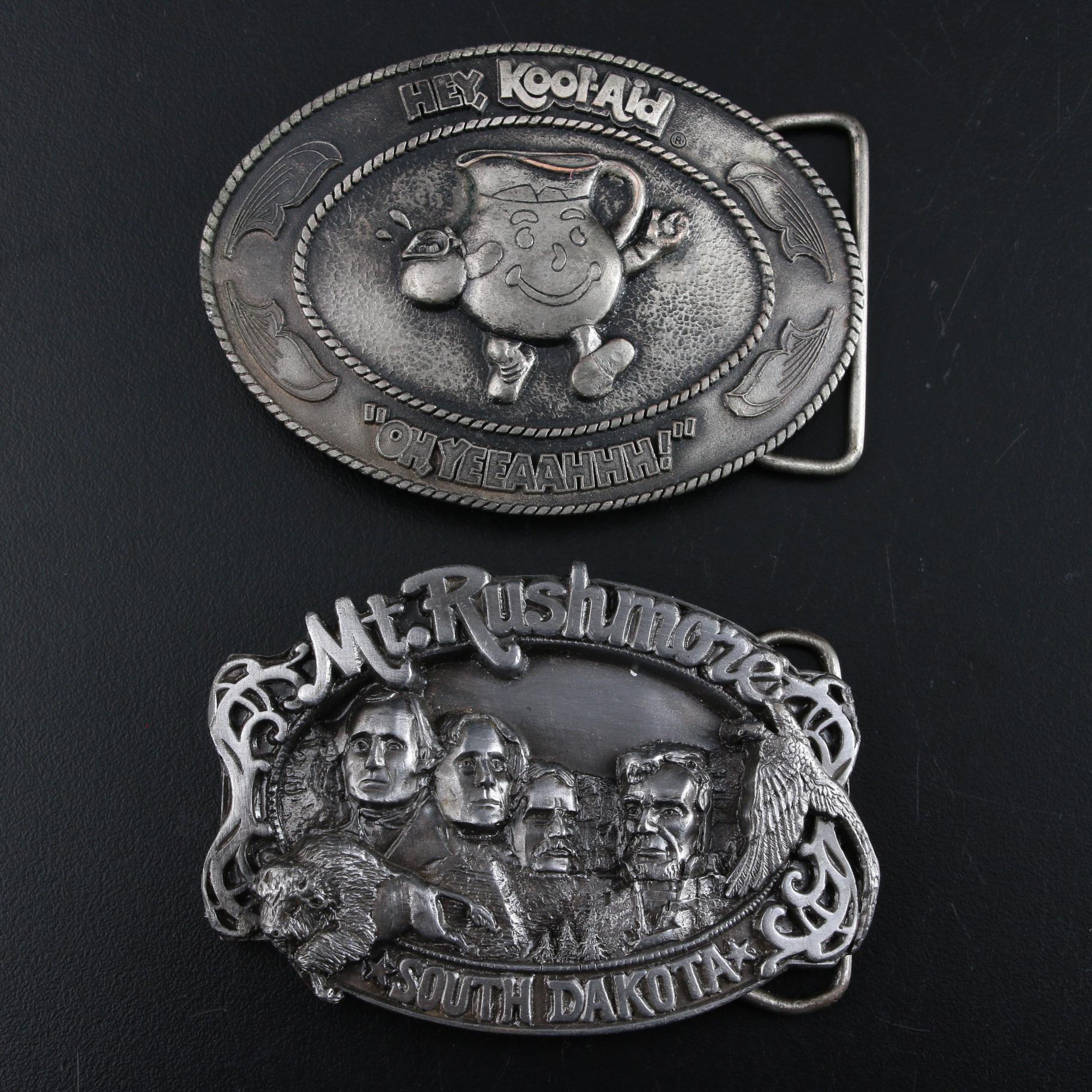 Kool-Aid and Mt. Rushmore Themed Belt Buckles