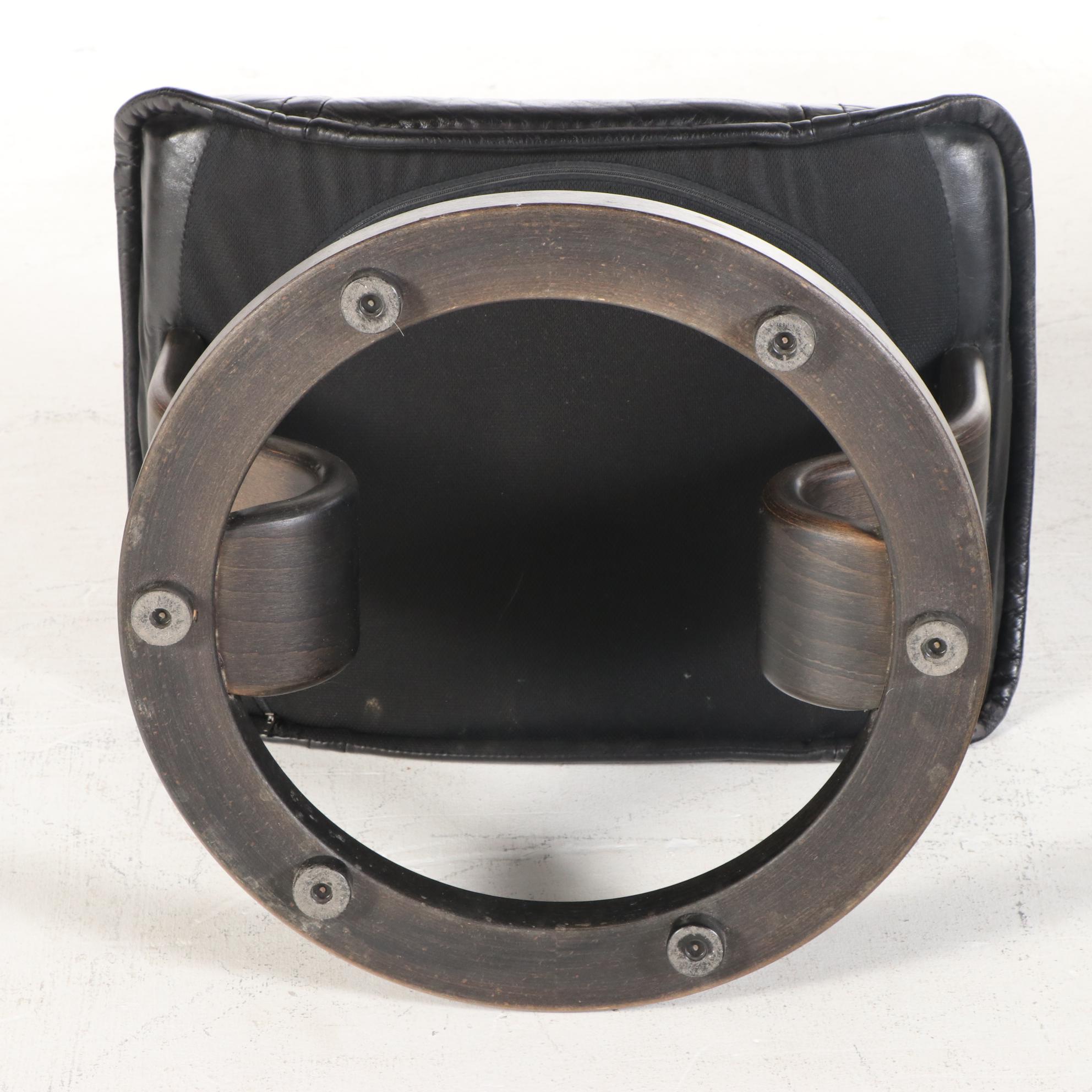 Ekornes "Stressless" Black Leather Lounge Chair with Ottoman