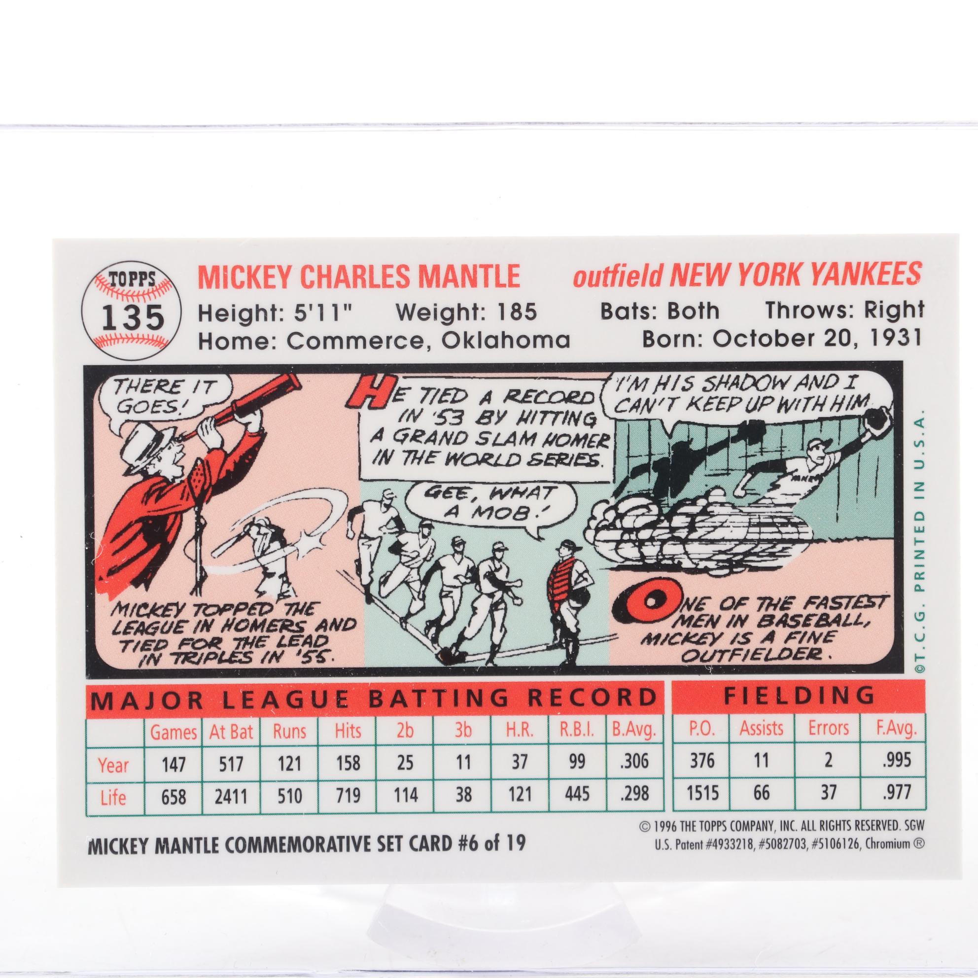 Topps Mickey Mantle Refractor Reprint Commemorative Card Set, 1996