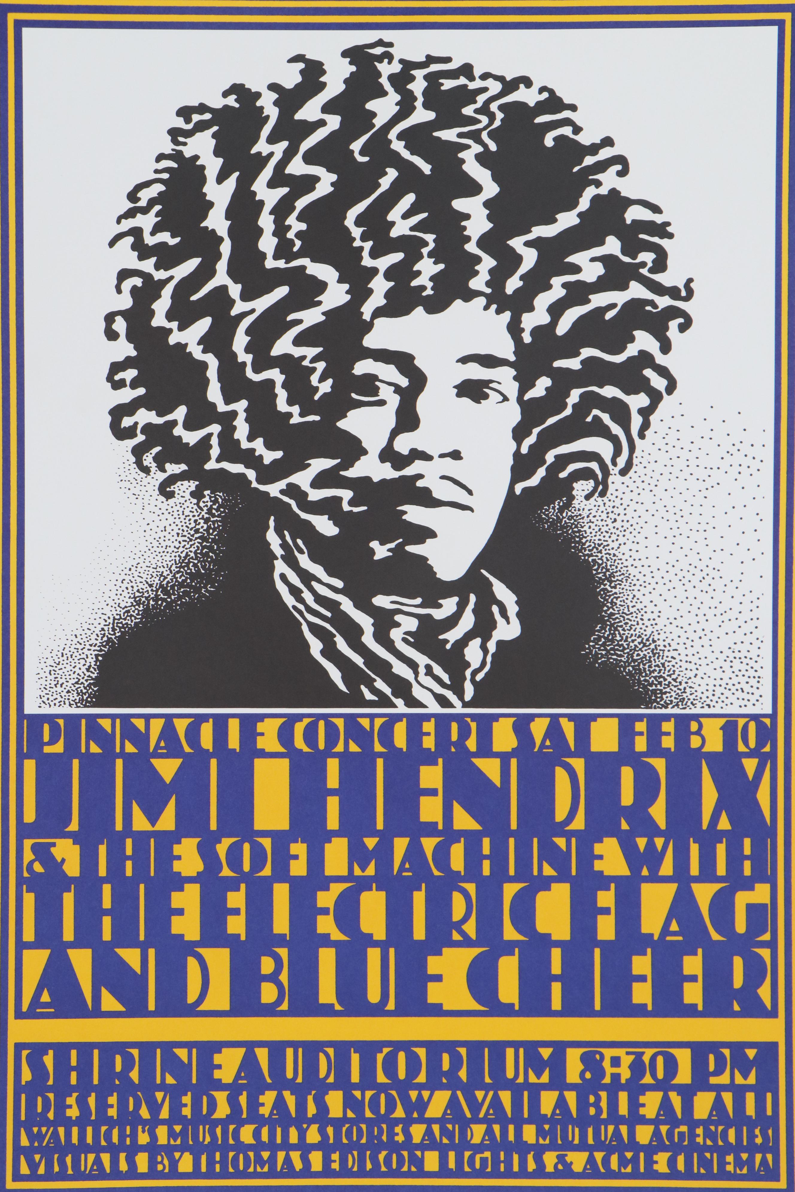 John Van Hamersveld Lithograph "Jimi Hendrix Shine Auditorium 1986," 2004