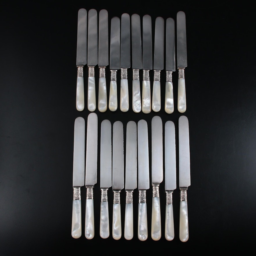 Landers, Frary & Clark and Other Silver Plate and Mother-of-Pearl Dessert Knives