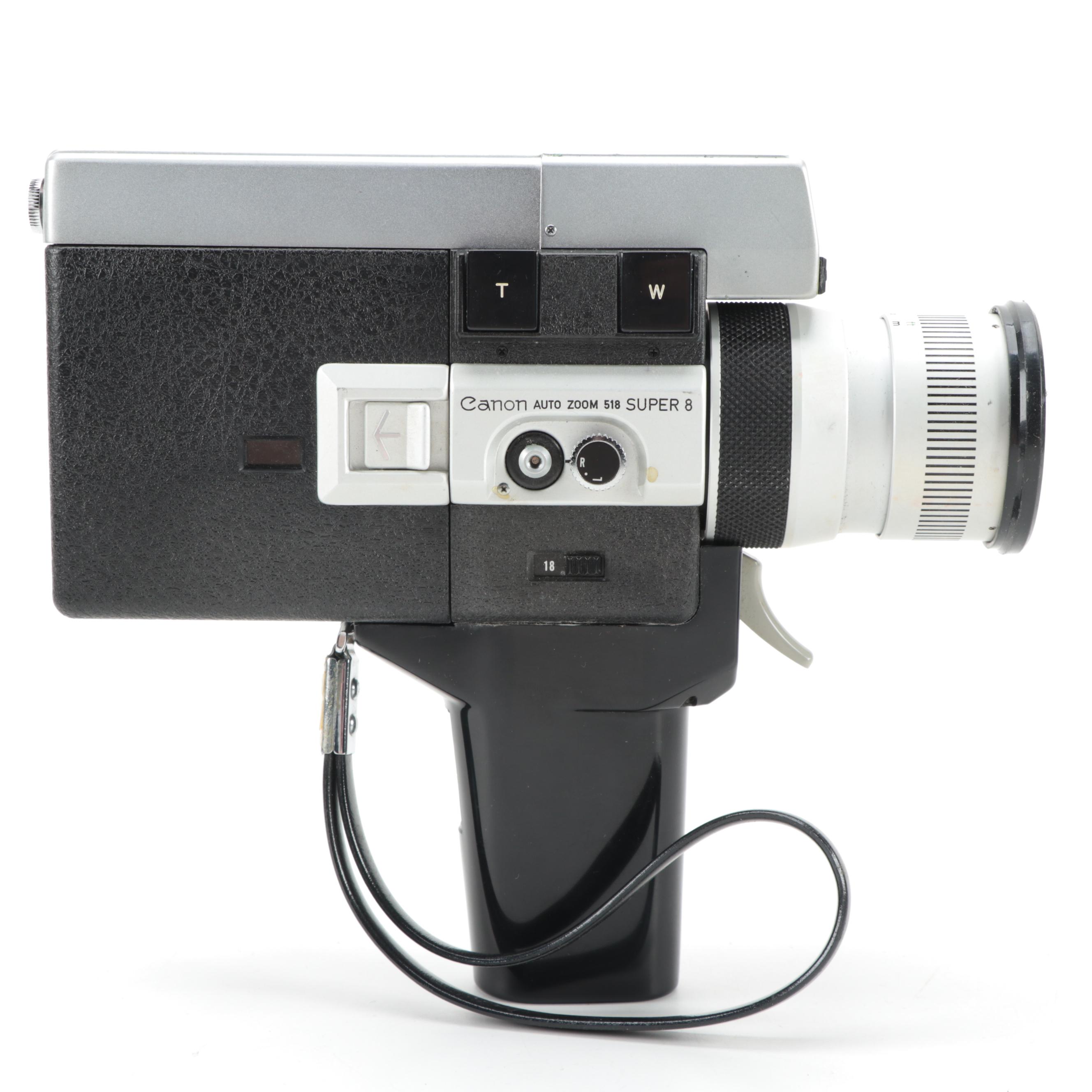 Canon "518 Auto Zoom Super 8" Movie Camera with Atlas-Warner Movie Light