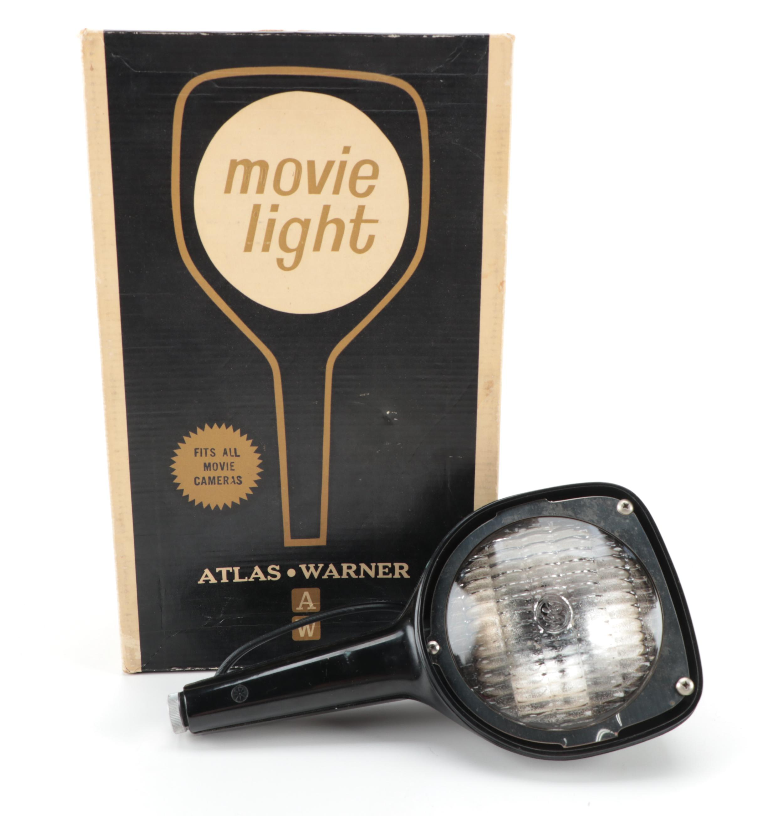 Canon "518 Auto Zoom Super 8" Movie Camera with Atlas-Warner Movie Light