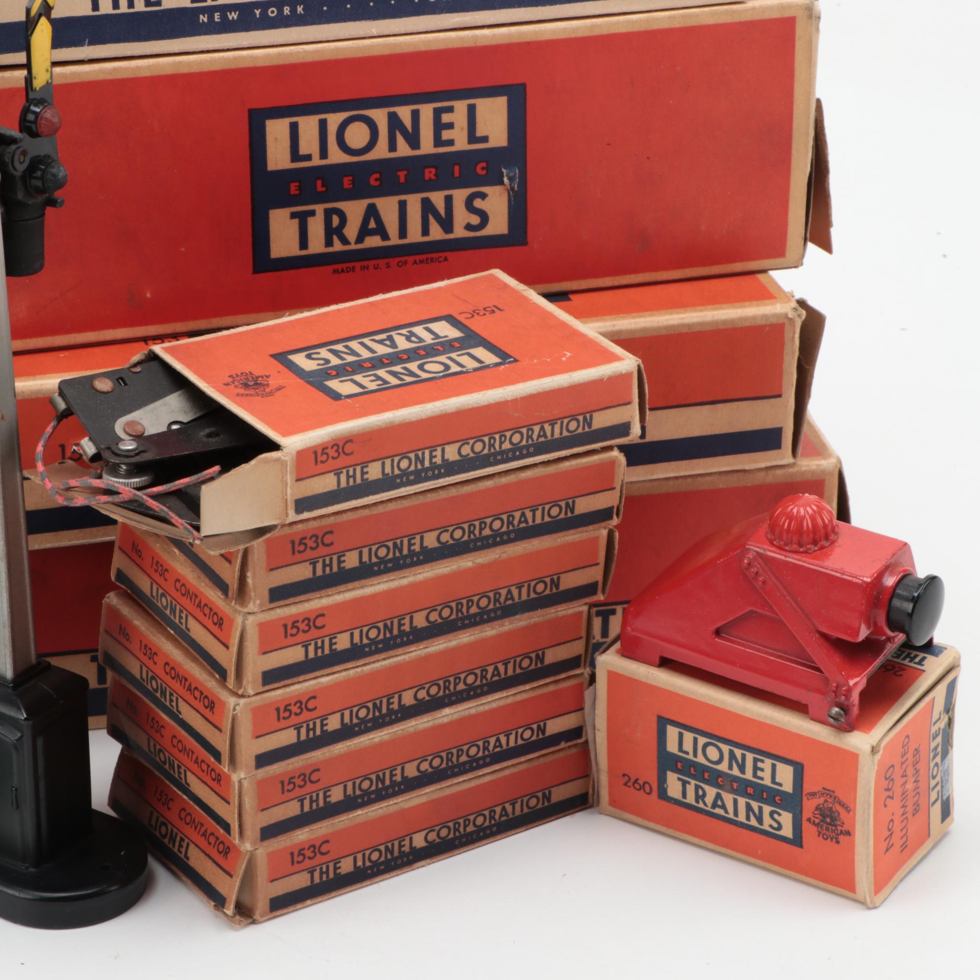 Lionel O Gauge Train Cars, Track and Accessories, Mid-20th Century