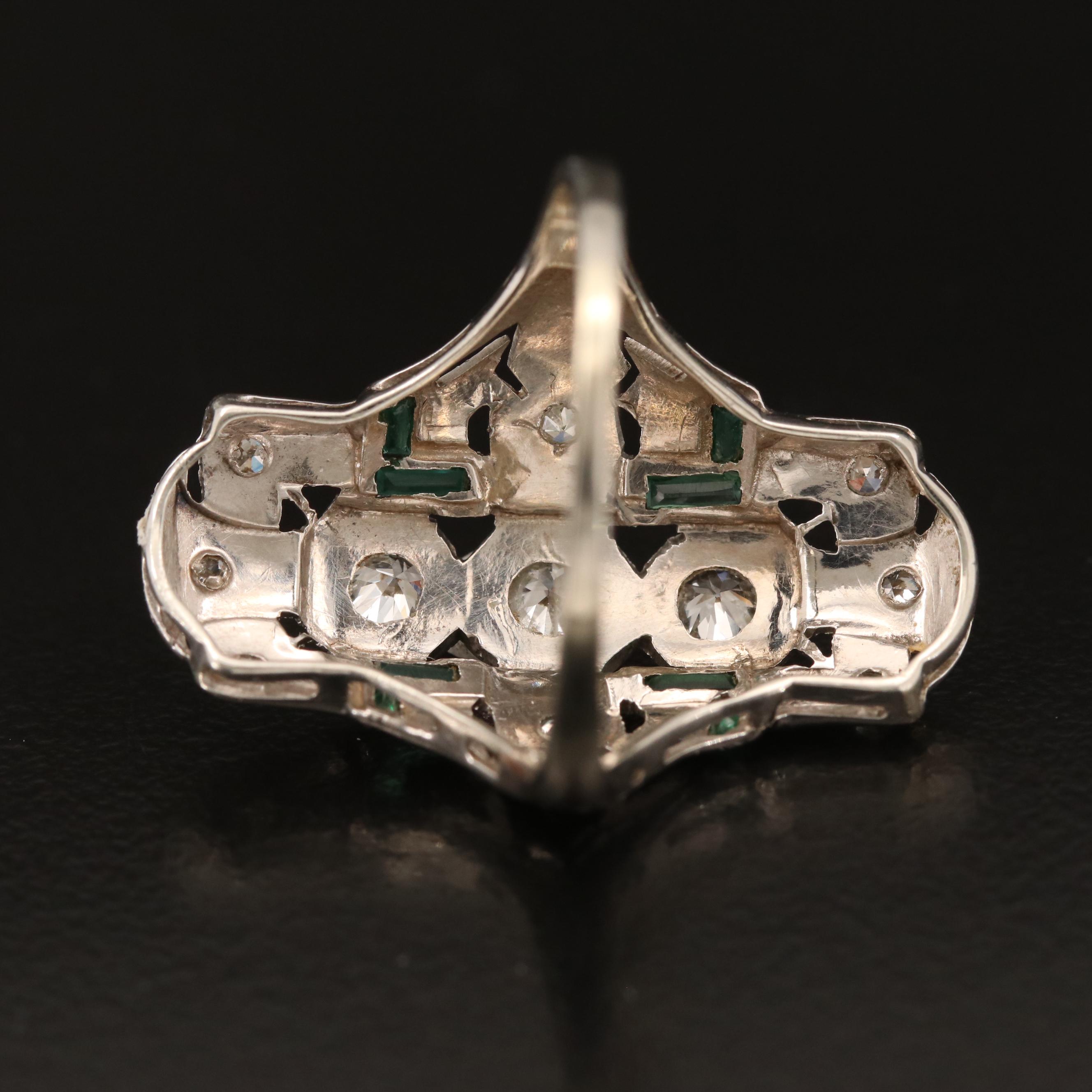 Vintage Style 14K Diamond and Glass Ring with Ring Box