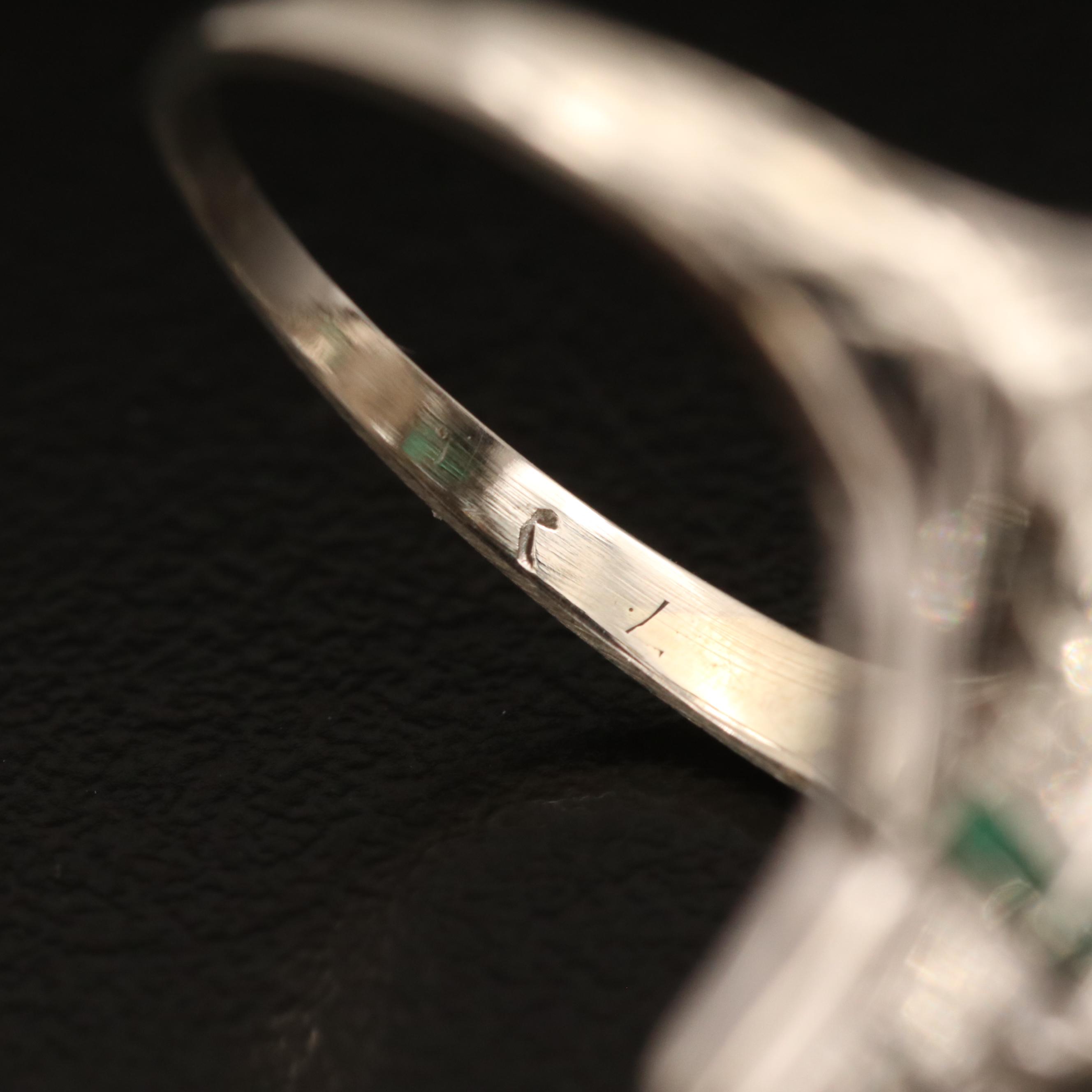 Vintage Style 14K Diamond and Glass Ring with Ring Box