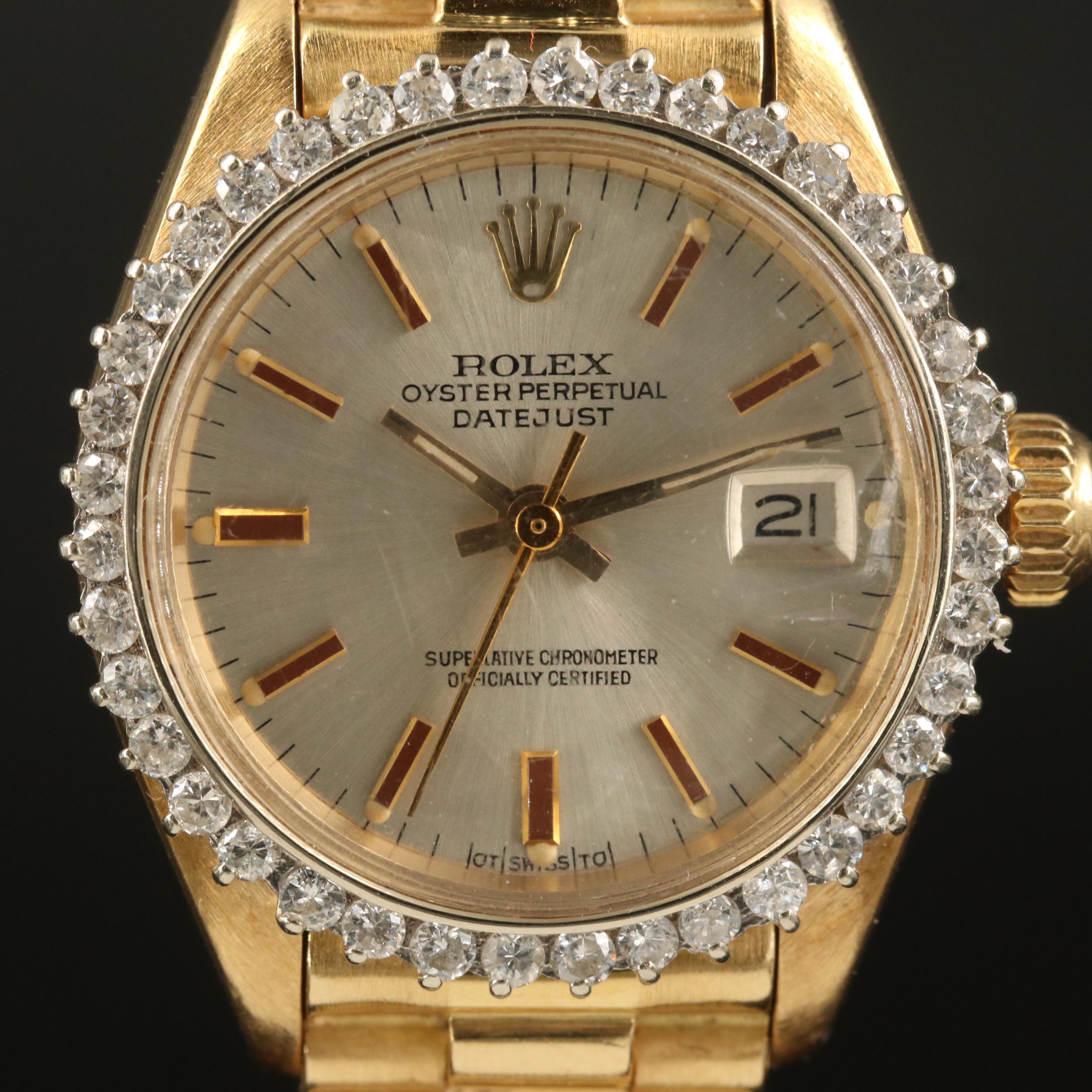 1973 Rolex "Datejust President" 18K 1.00 CTW Diamond Automatic Watch