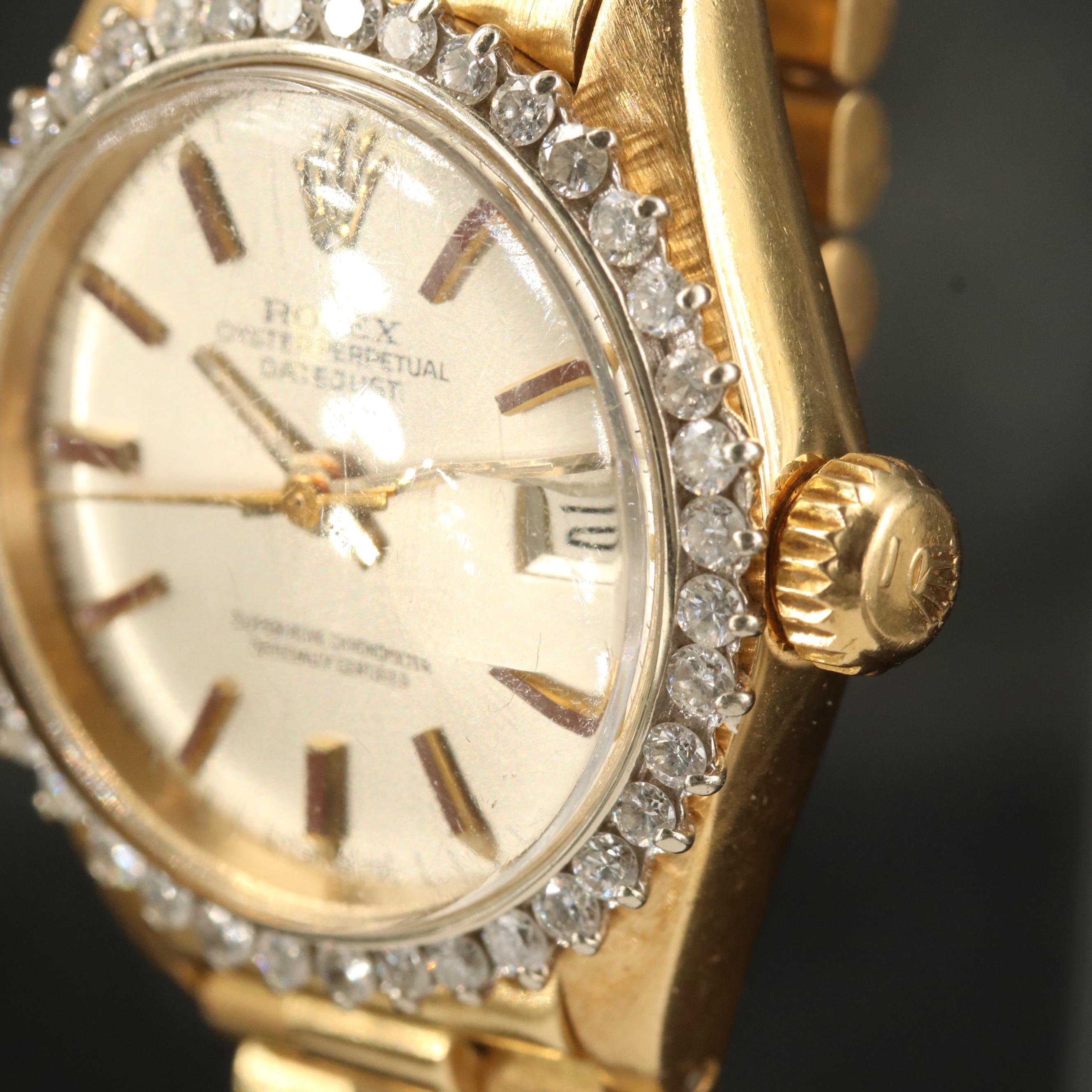 1973 Rolex "Datejust President" 18K 1.00 CTW Diamond Automatic Watch
