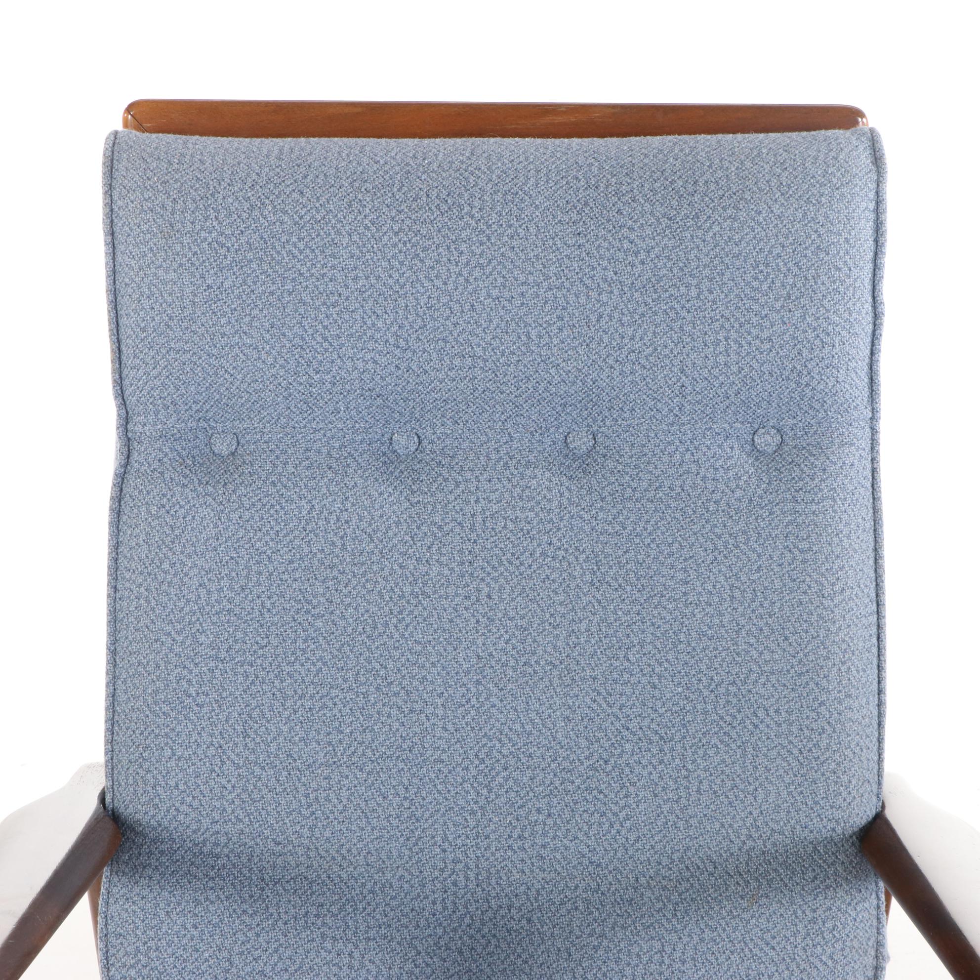 Ib Kofod-Larsen for Selig Danish Modern Reclining Lounge Chair with Ottoman