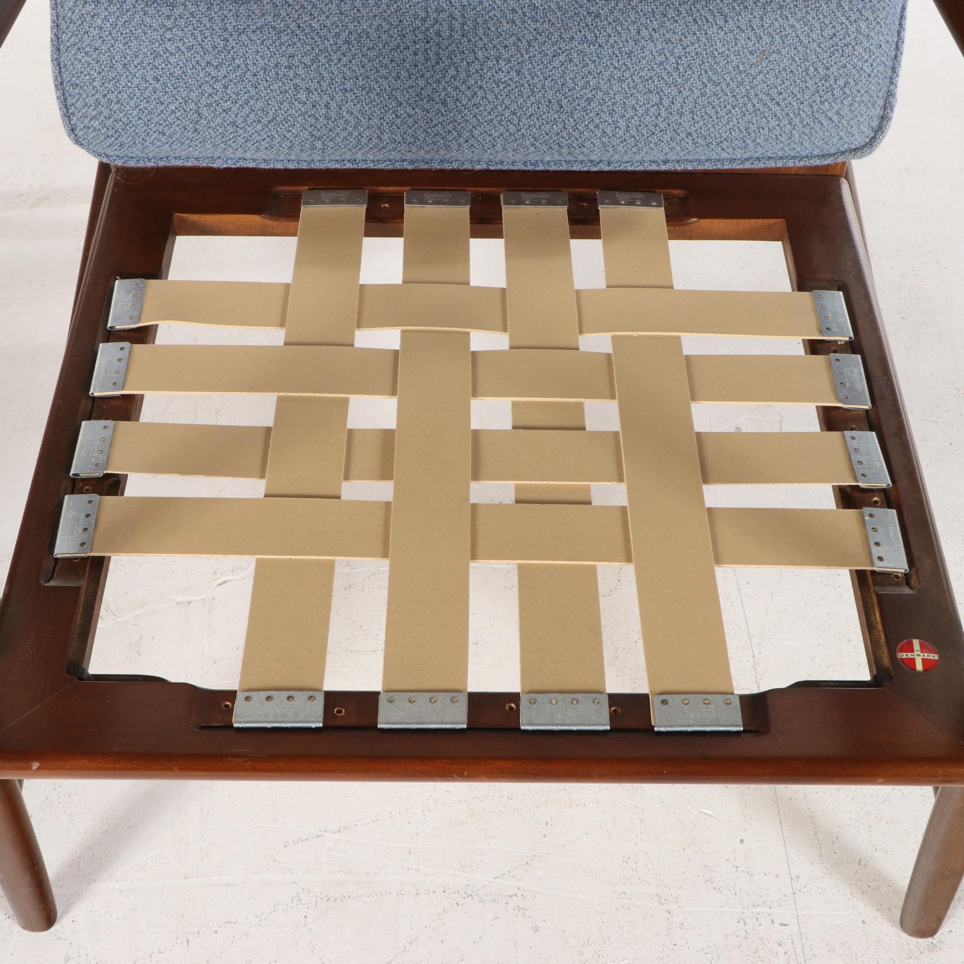 Ib Kofod-Larsen for Selig Danish Modern Reclining Lounge Chair with Ottoman