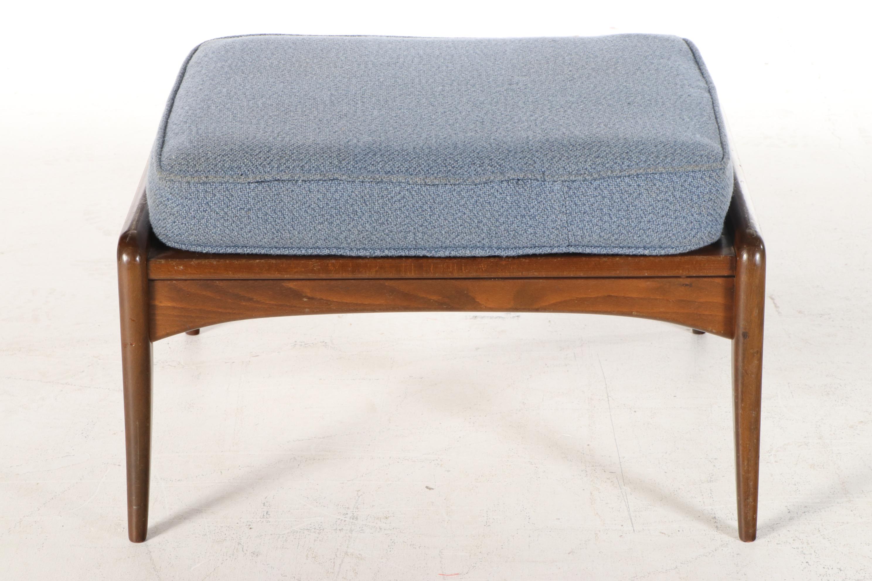 Ib Kofod-Larsen for Selig Danish Modern Reclining Lounge Chair with Ottoman