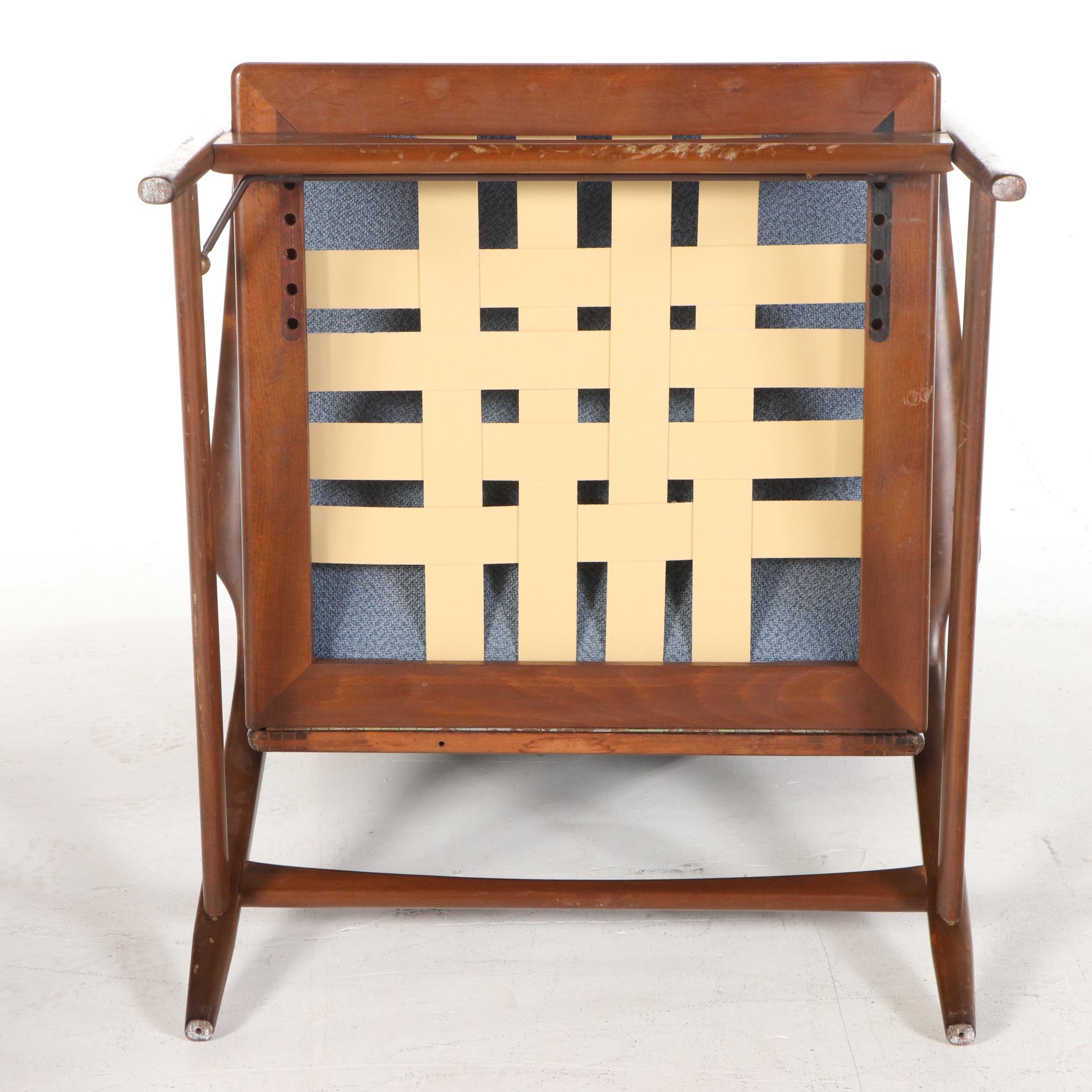 Ib Kofod-Larsen for Selig Danish Modern Reclining Lounge Chair with Ottoman