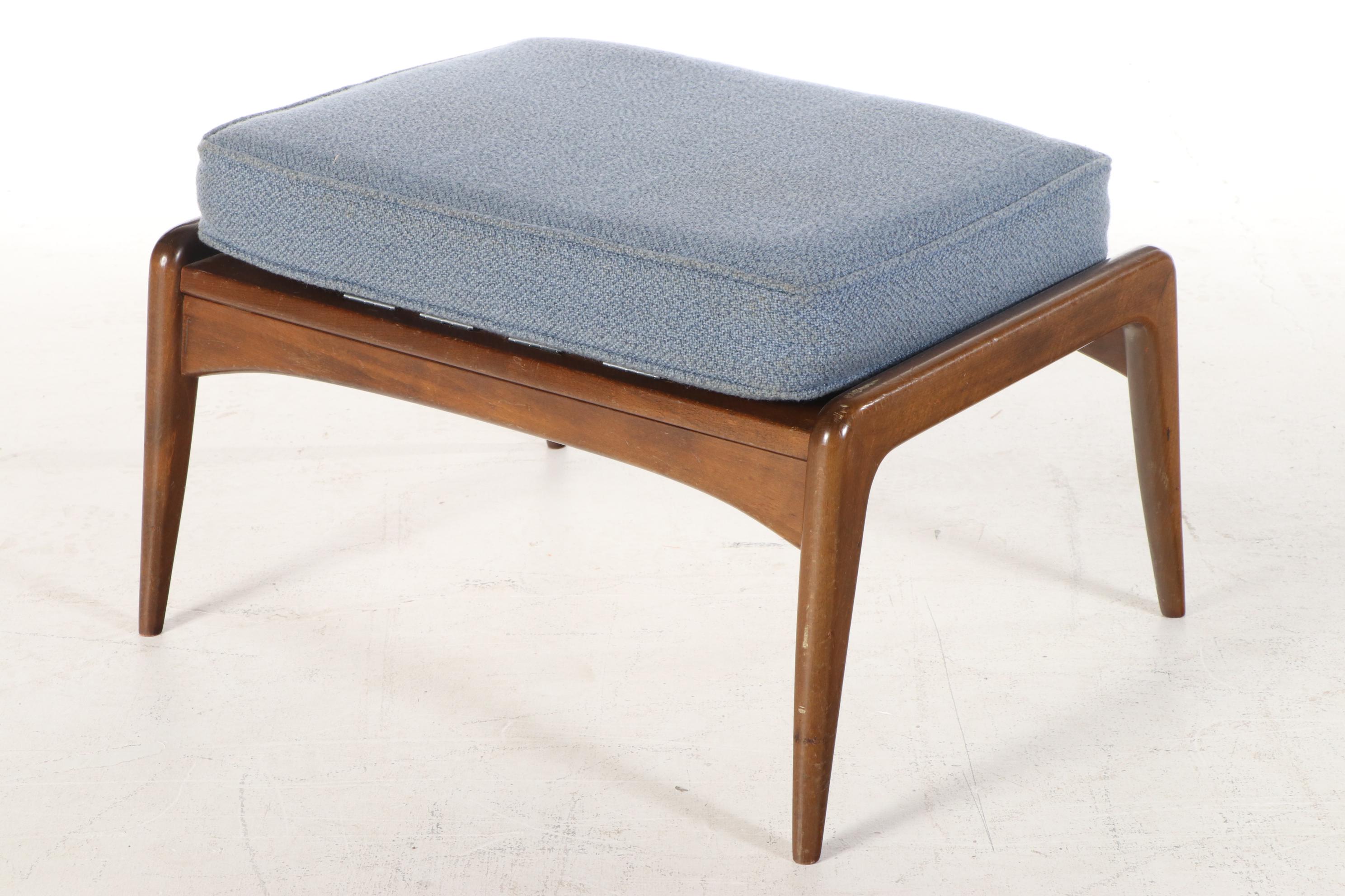 Ib Kofod-Larsen for Selig Danish Modern Reclining Lounge Chair with Ottoman