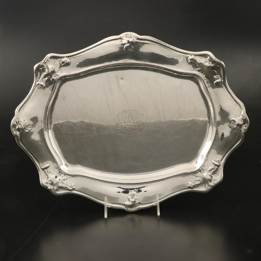 Martelé by Gorham Art Nouveau Silver Platter, Early 20th Century
