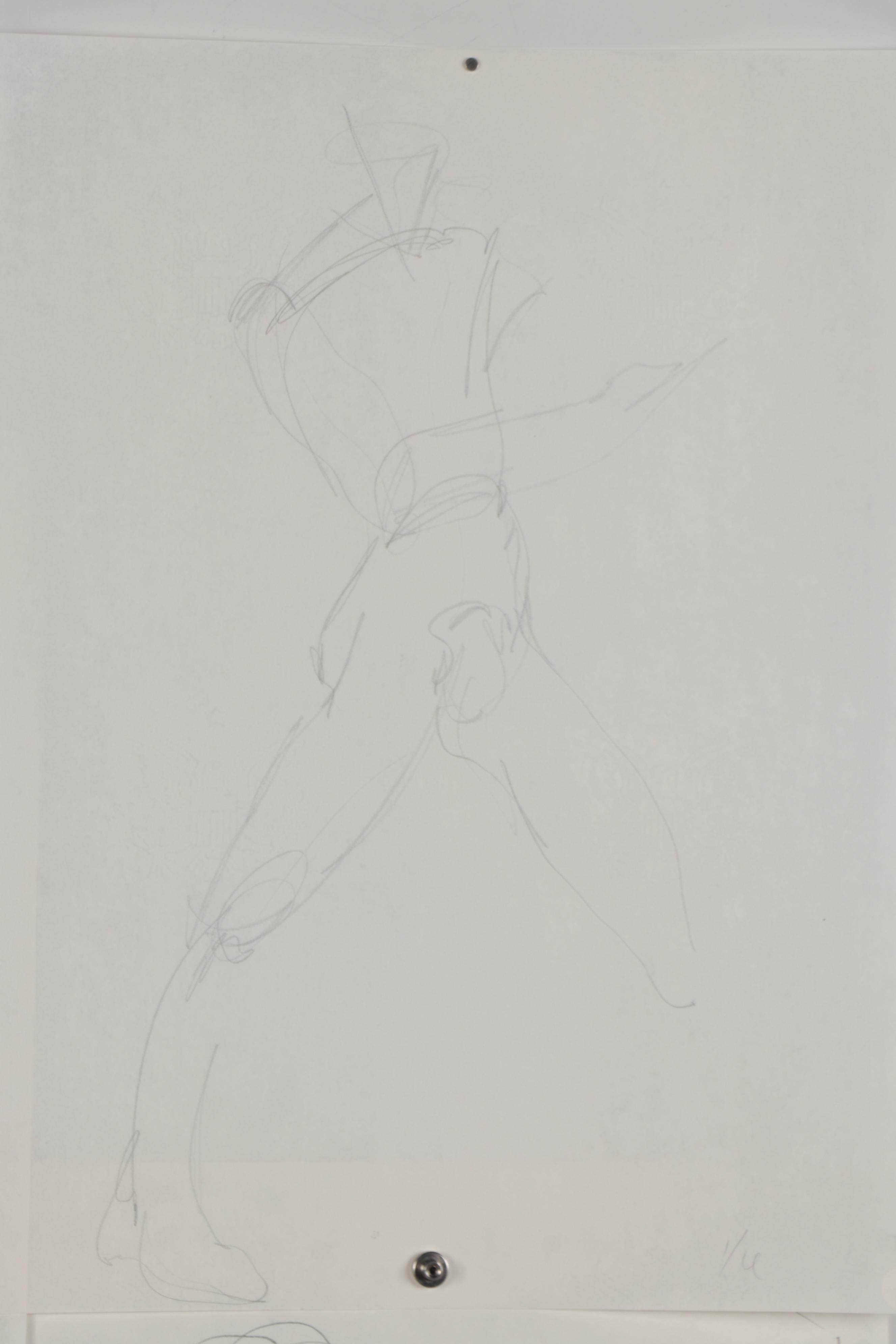 John Tuska Figural Nude Graphite Drawings, Late 20th Century