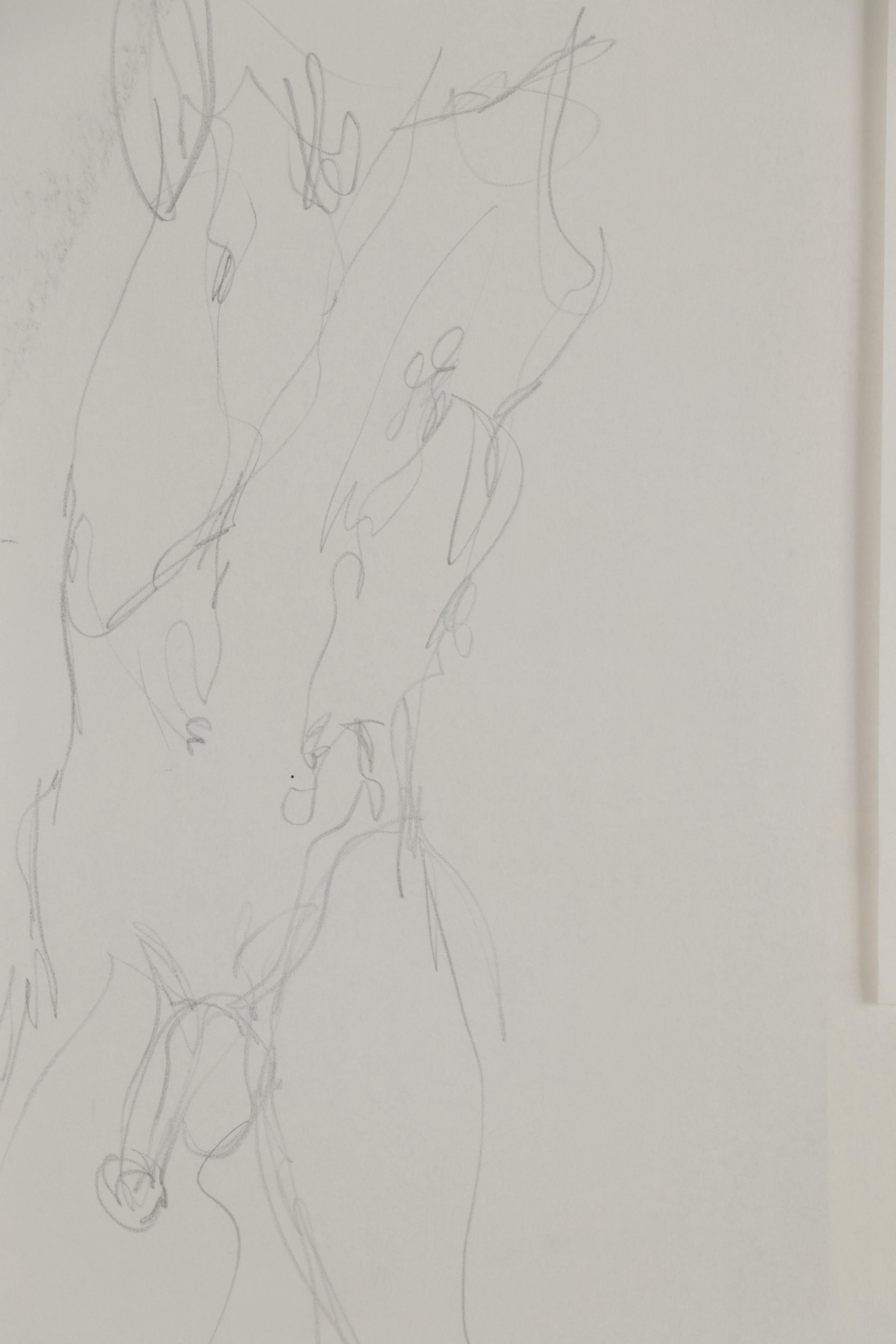 John Tuska Figural Nude Graphite Drawings, Late 20th Century