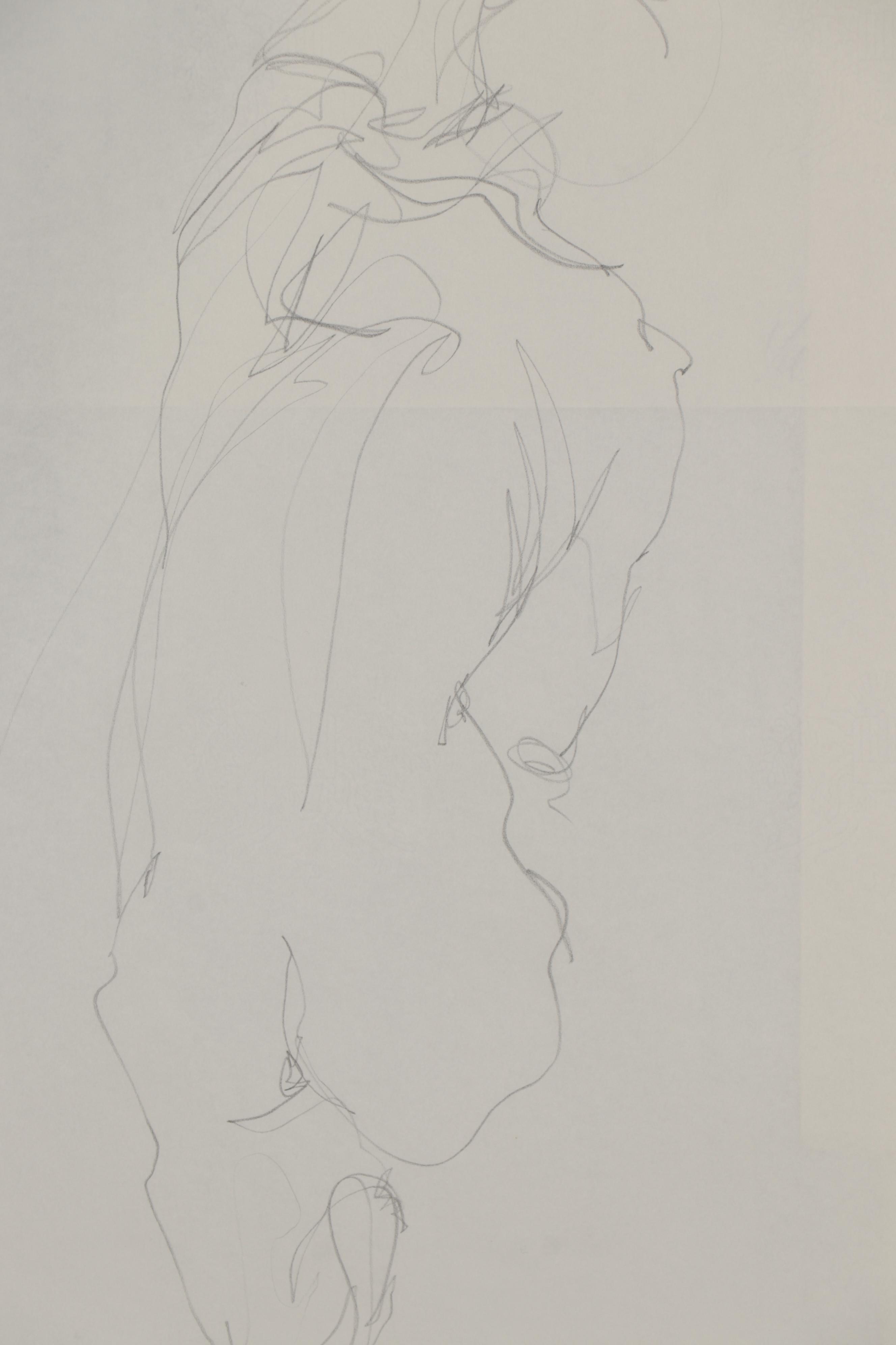 John Tuska Figural Nude Graphite Drawings, Late 20th Century