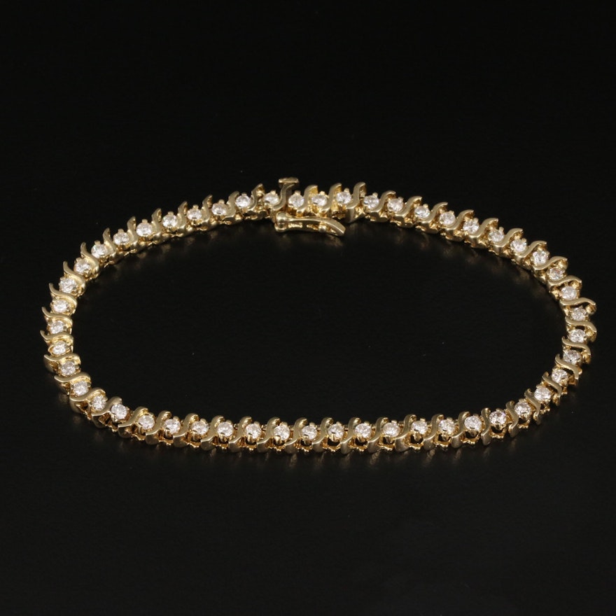 14K 2.10 CTW Diamond "S" Link Bracelet