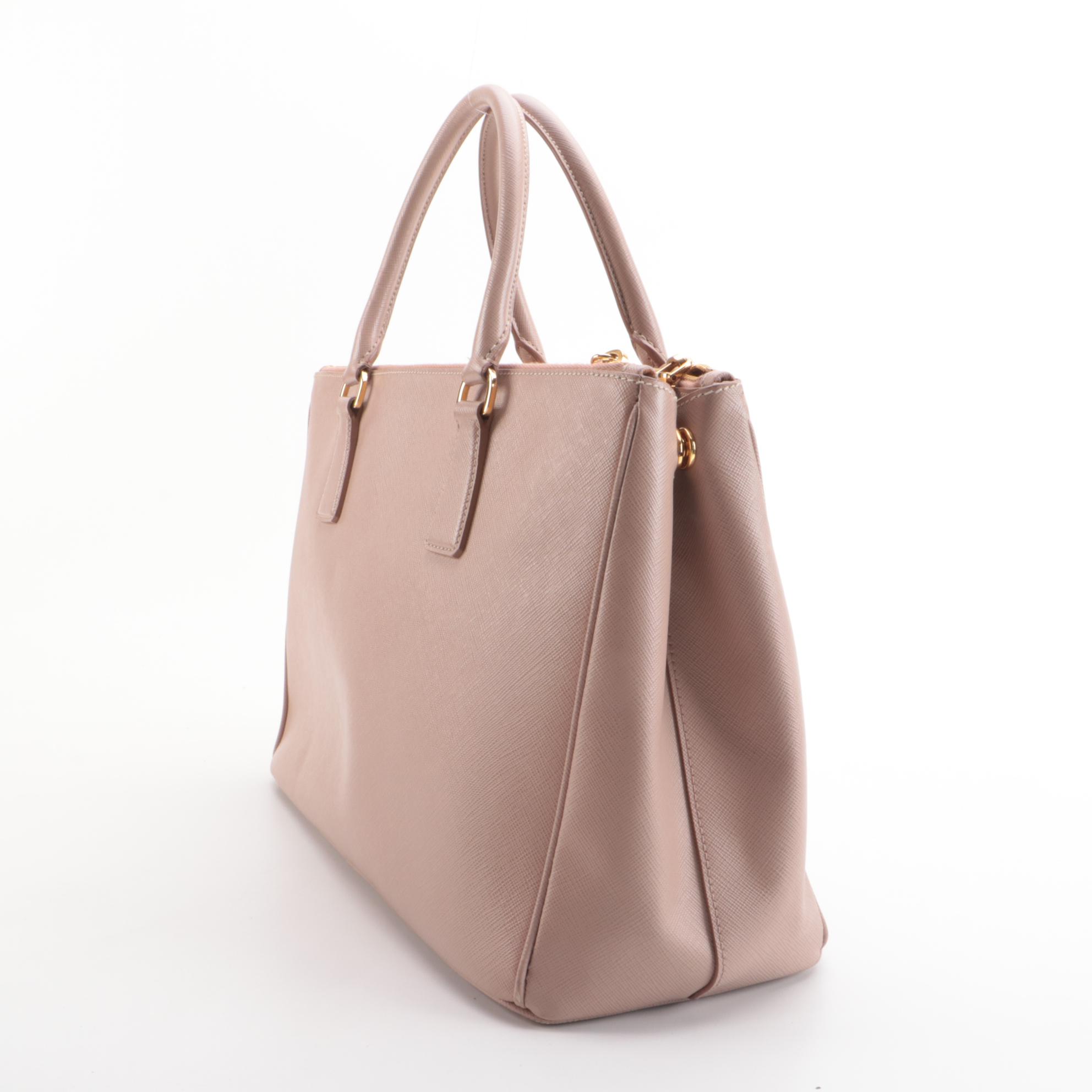 Prada Medium Galleria Bag in Cameo Pink Saffiano Leather