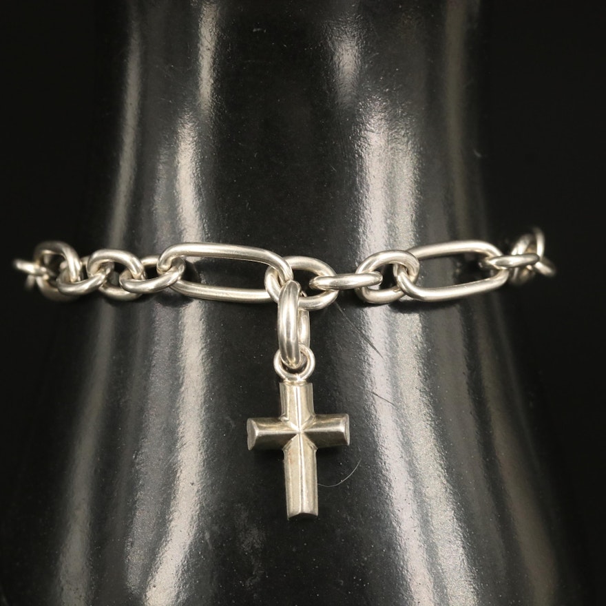 Paloma Picasso for Tiffany & Co. Sterling Link Bracelet with Cross Charm