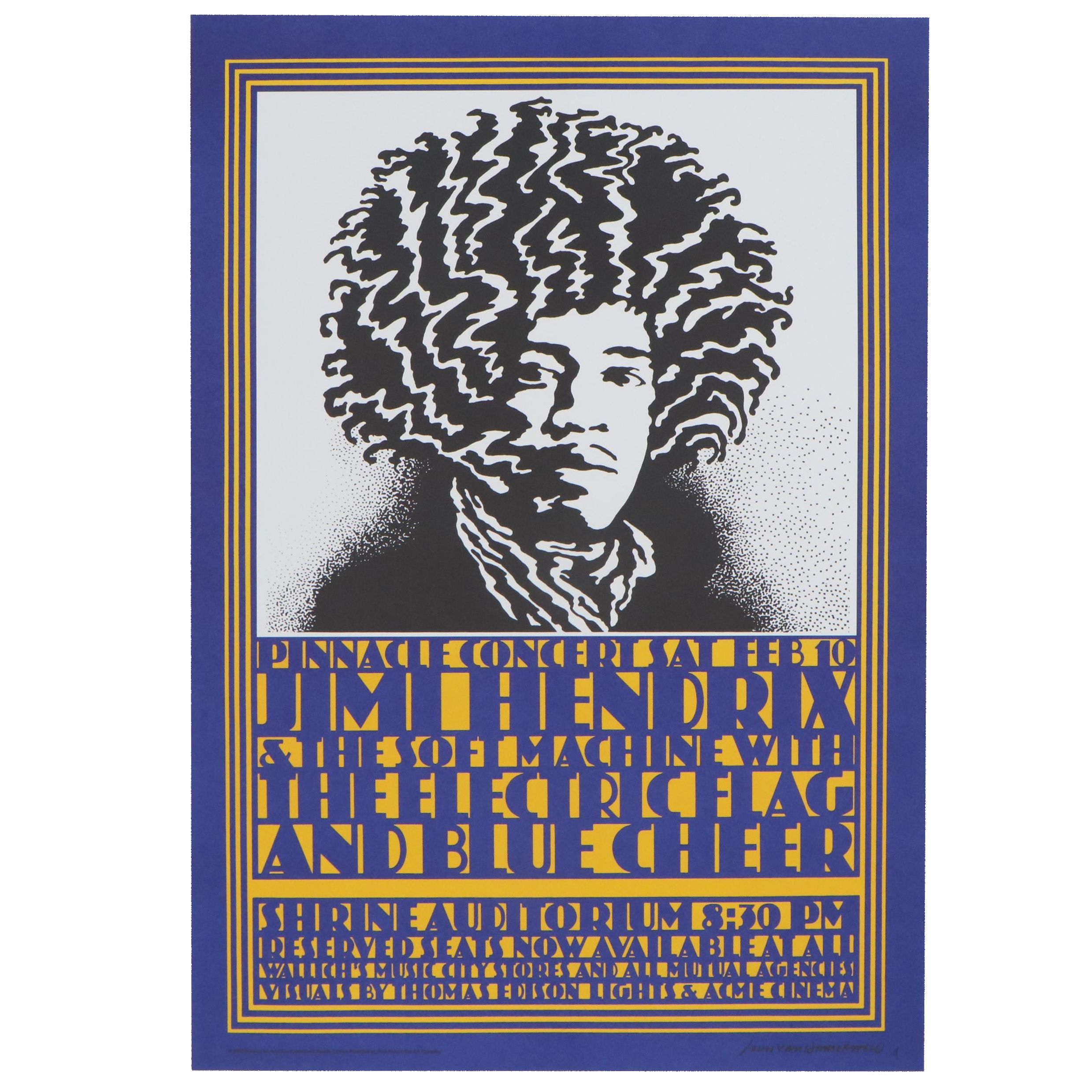 John Van Hamersveld Lithograph "Jimi Hendrix Shine Auditorium 1986," 2004