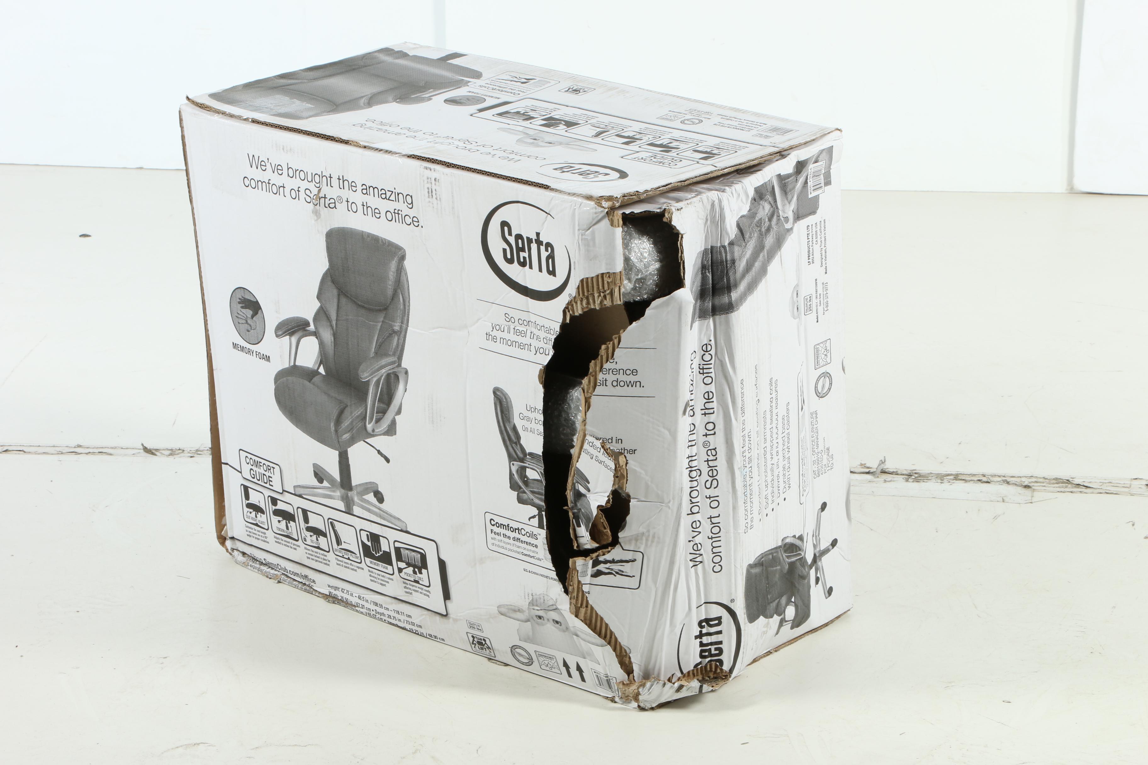 Serta Grey Bonded Leather Manager's Office Chair with Memory Foam Cushioning