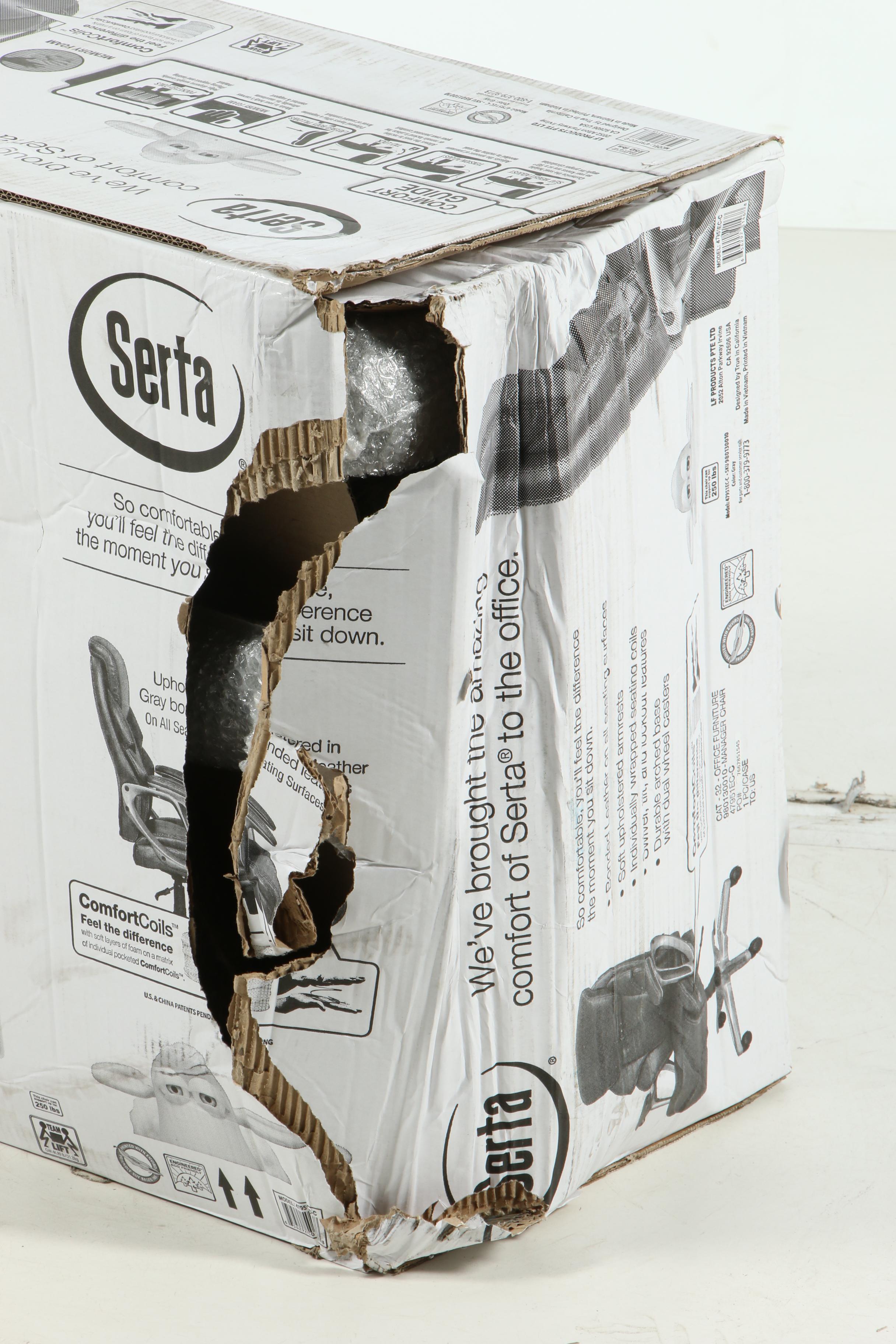 Serta Grey Bonded Leather Manager's Office Chair with Memory Foam Cushioning