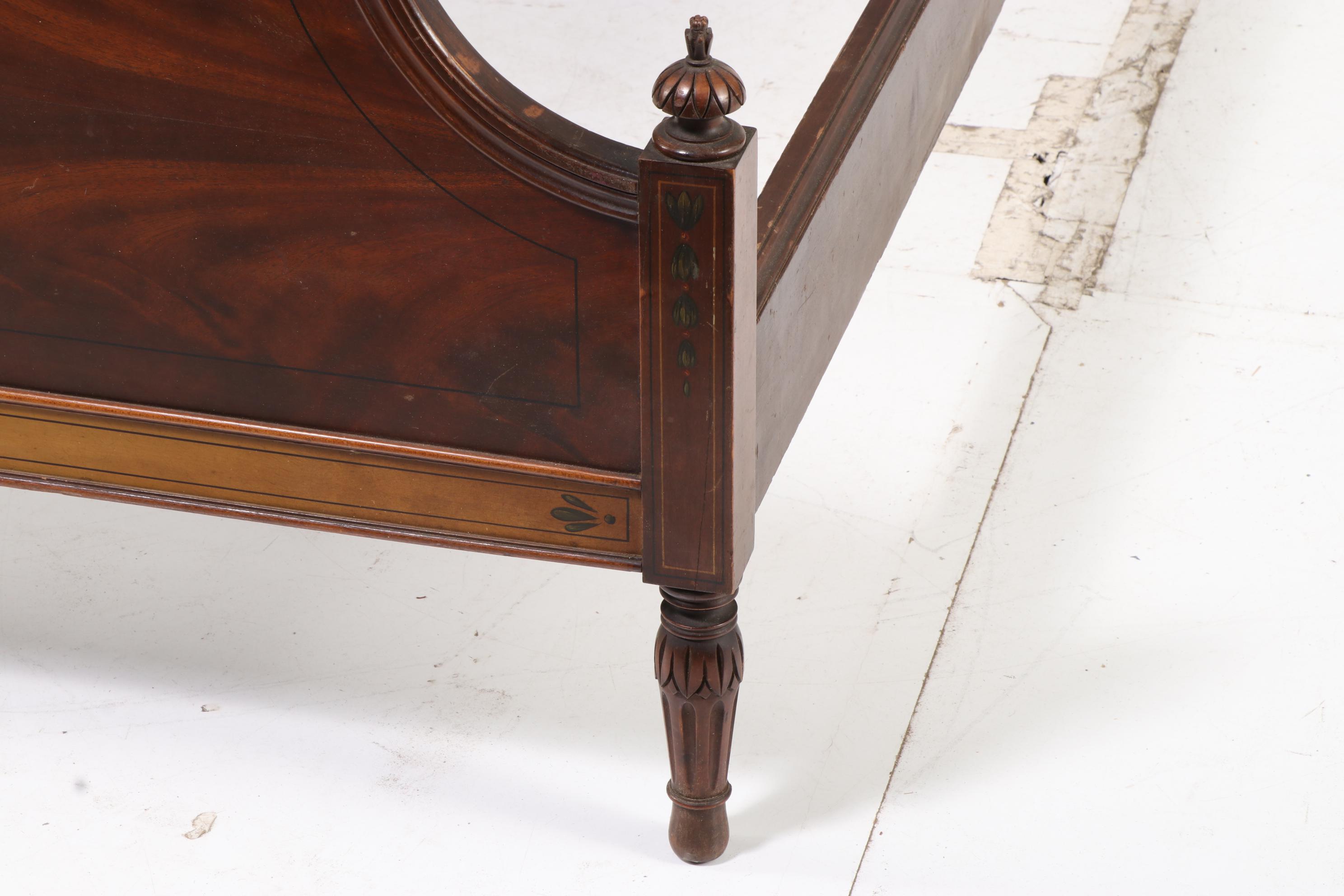 Neoclassical Style Walnut Twin Sized Bed Frame, 20th Century