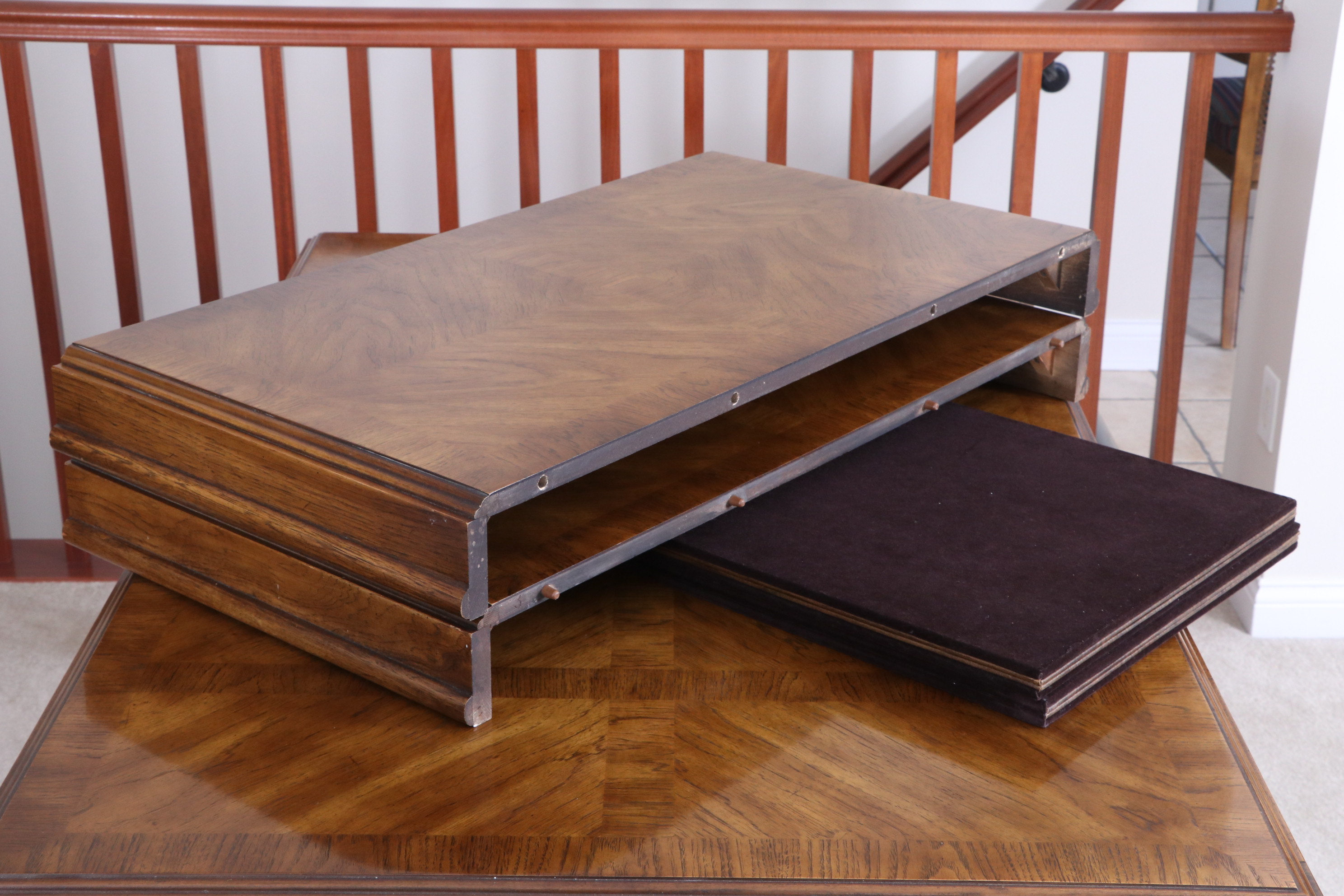 Drexel-Heritage "Accolade" Campaign Style Dining Table and Caned Chairs, c. 1980