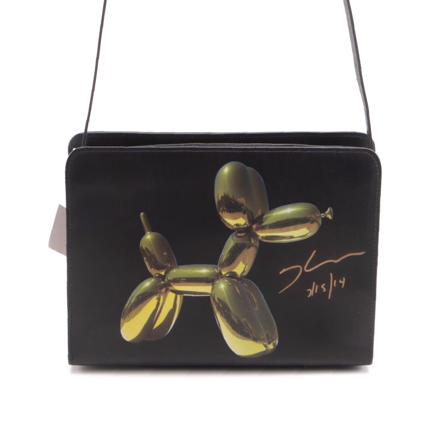 Signed Jeff Koons for H&M "Balloon Dog" Leather Bag in Case