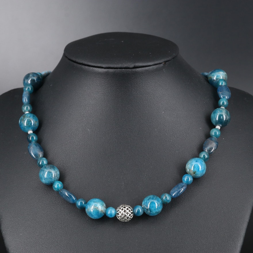 Sterling Silver Apatite Beaded Necklace