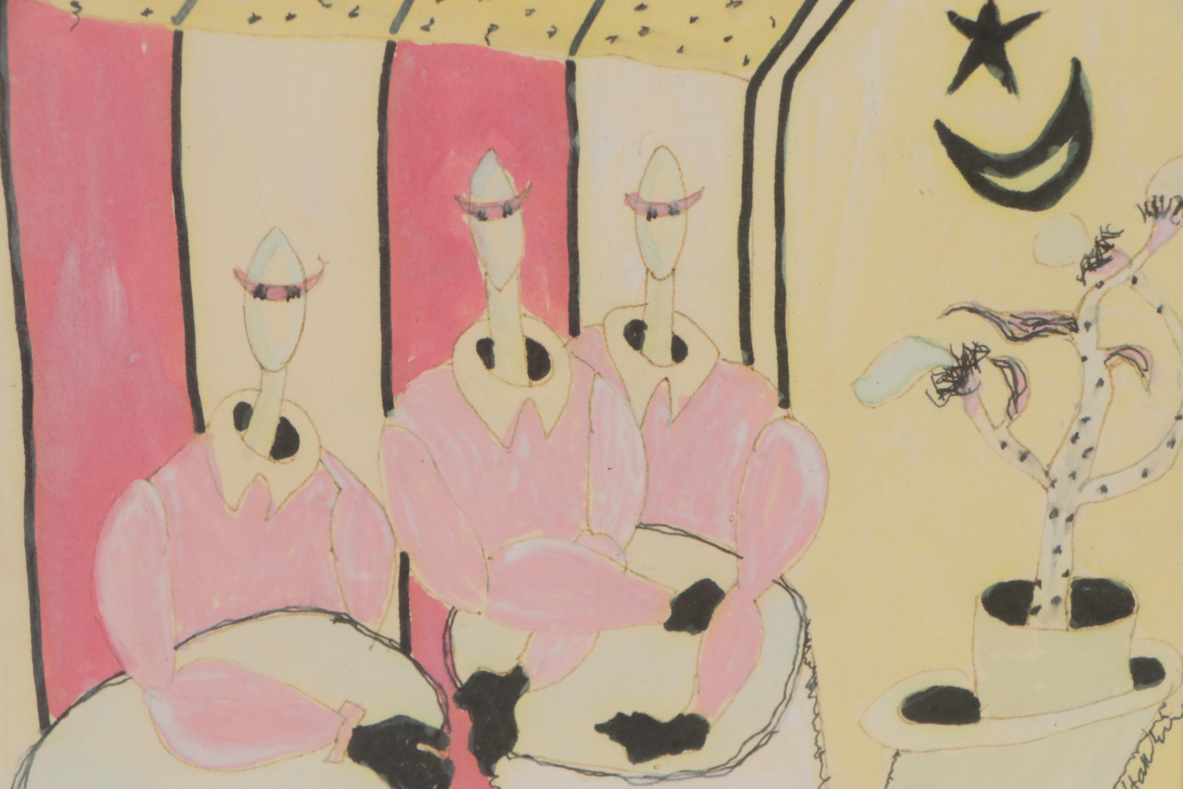 Gregory J. Hawkins Surreal Ink and Watercolor Paintings, 1989