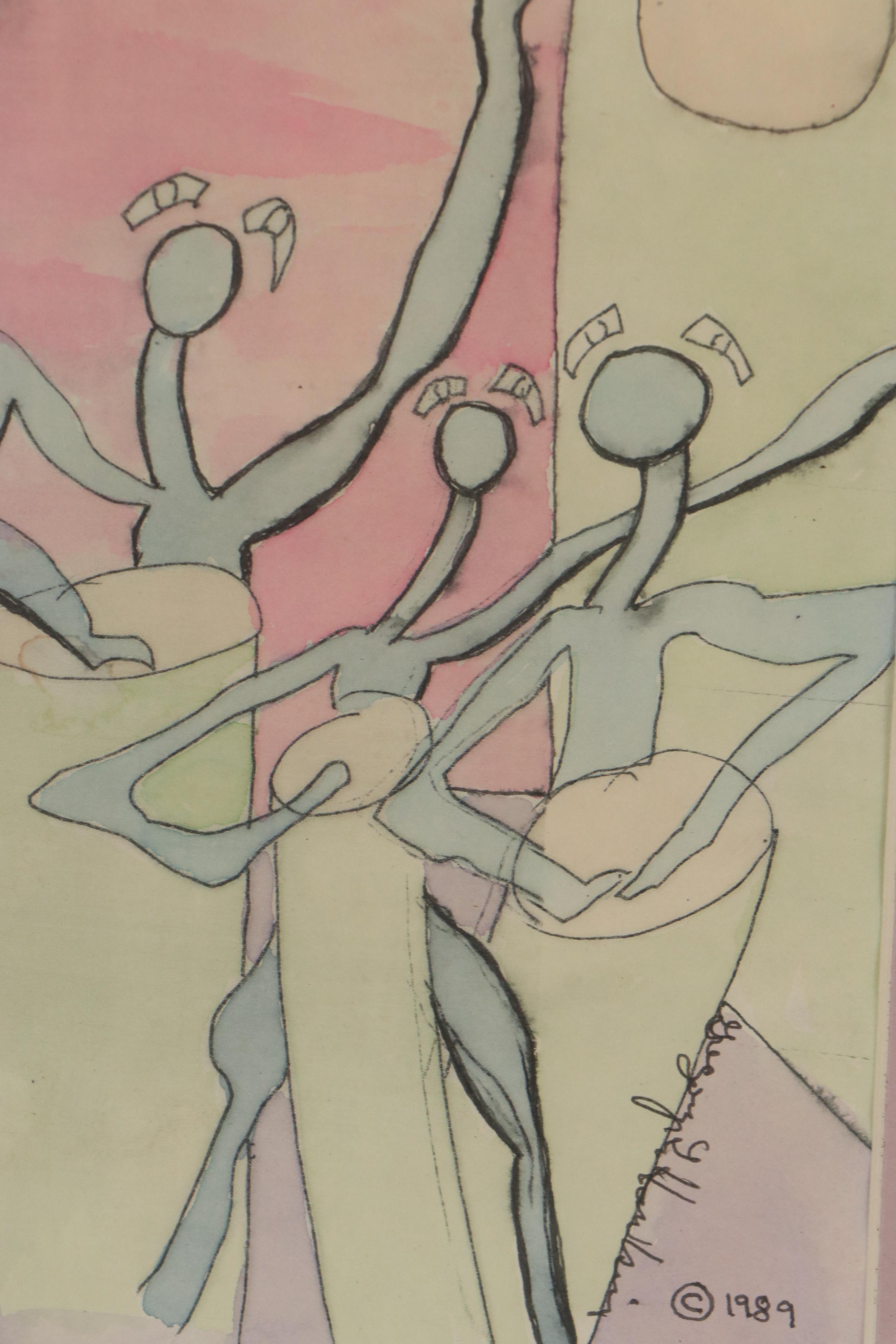 Gregory J. Hawkins Surreal Ink and Watercolor Paintings, 1989