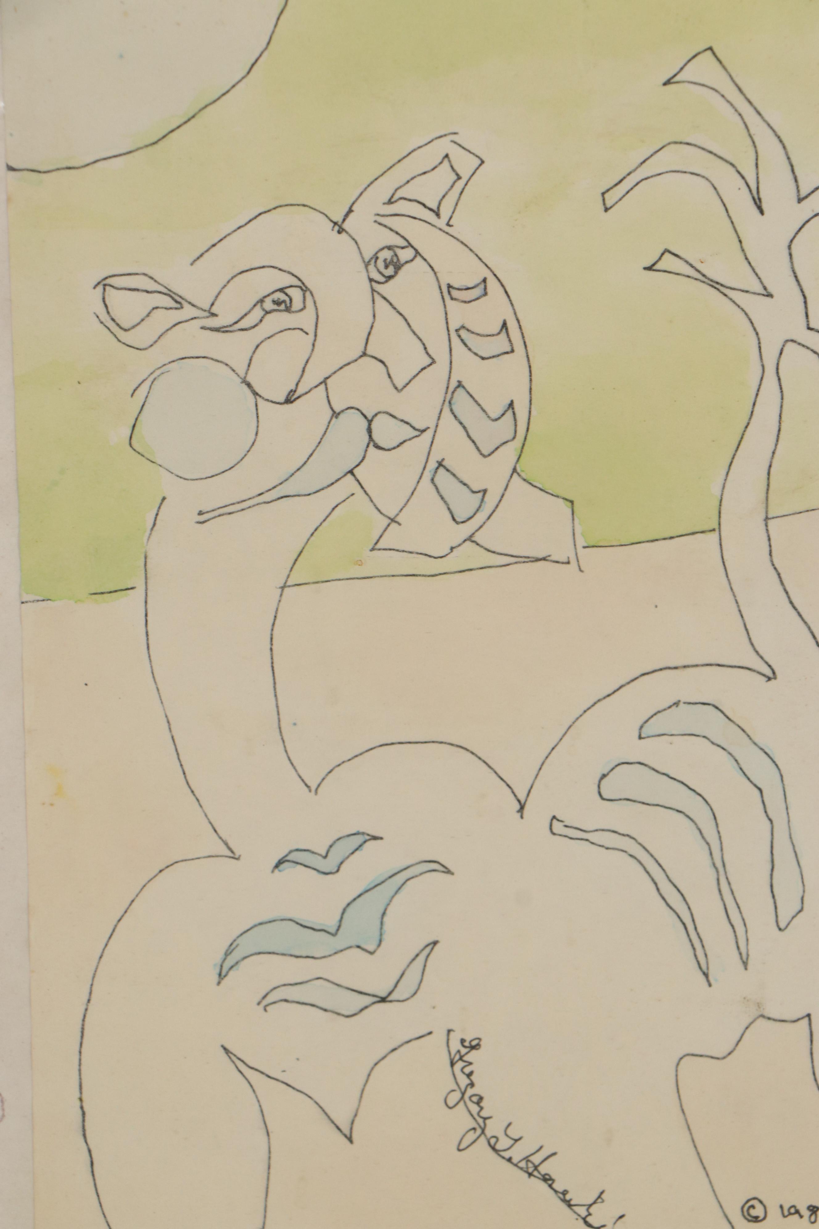 Gregory J. Hawkins Surreal Ink and Watercolor Paintings, 1989