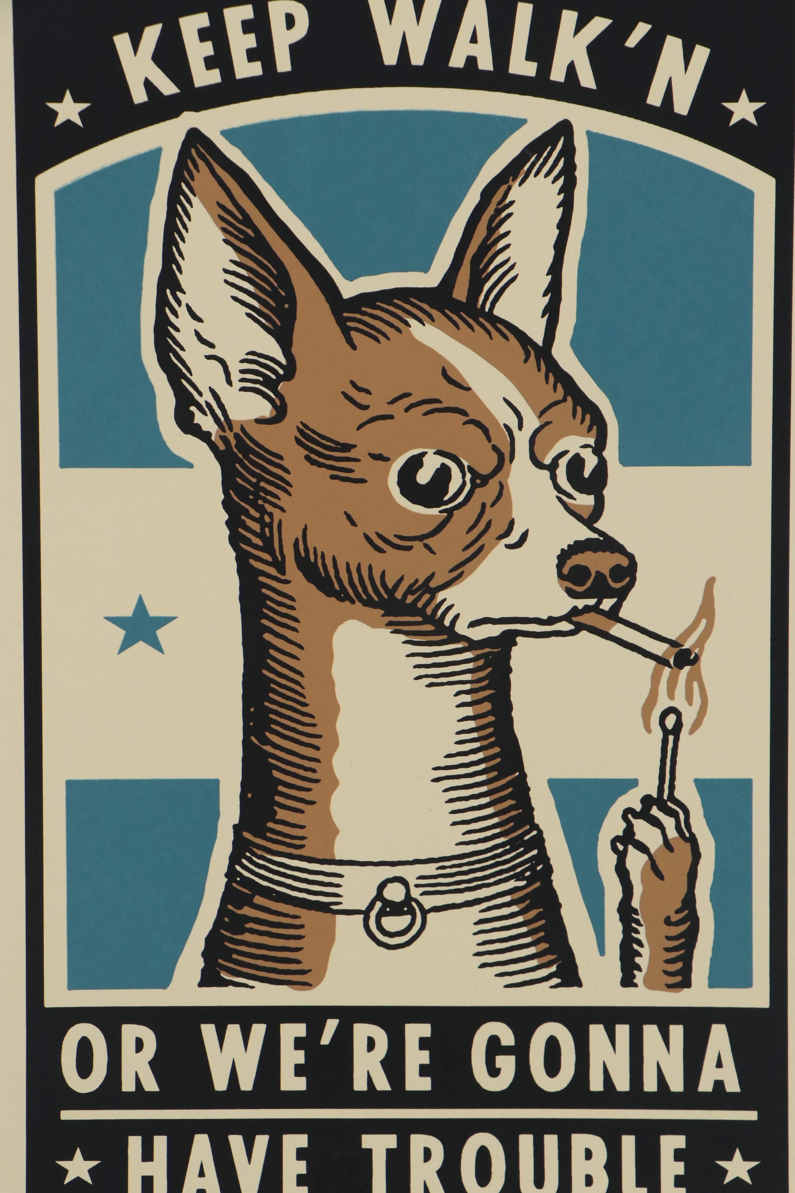 Ravi Zupa Serigraph of Chihuahua Smoking a Cigarette