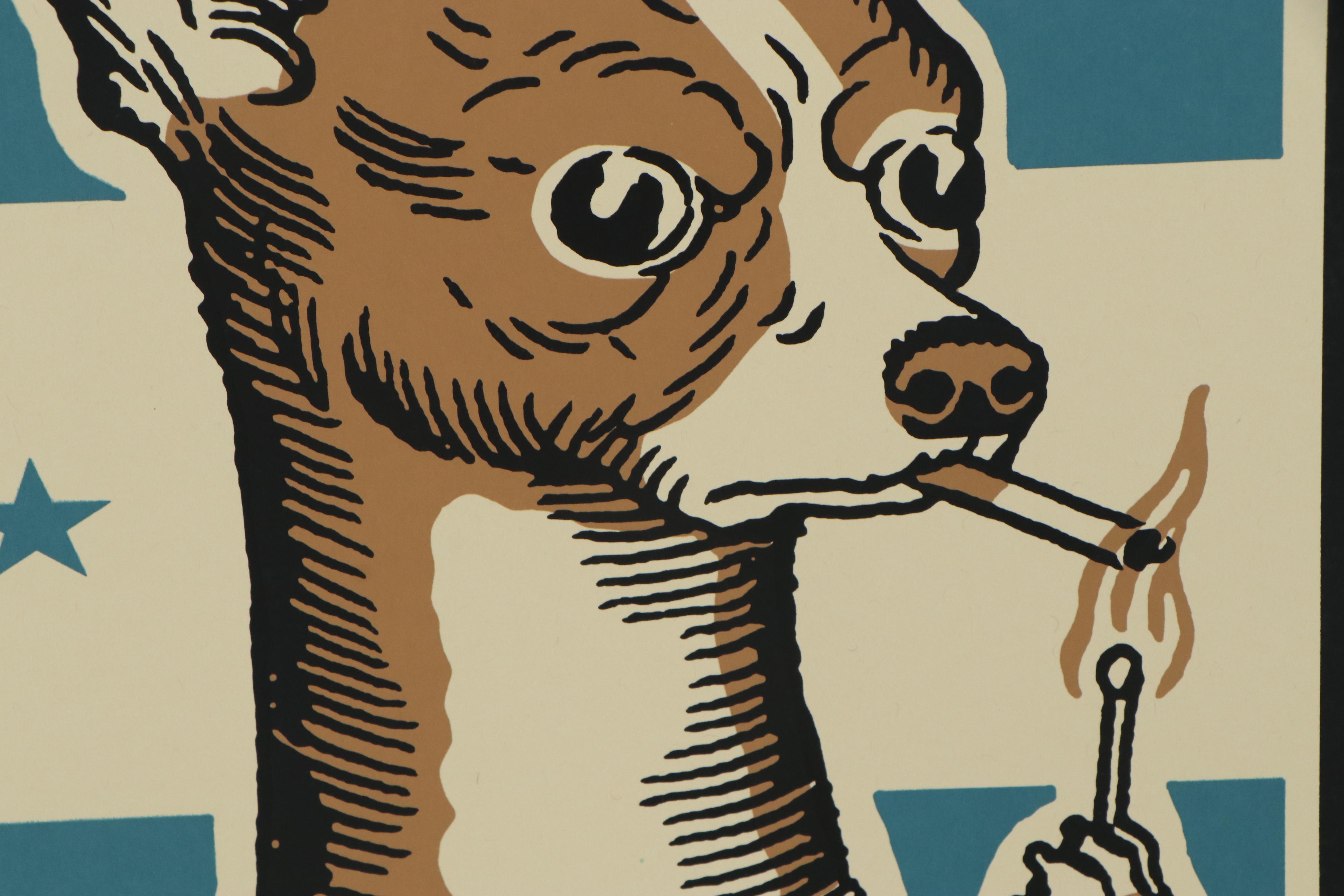 Ravi Zupa Serigraph of Chihuahua Smoking a Cigarette