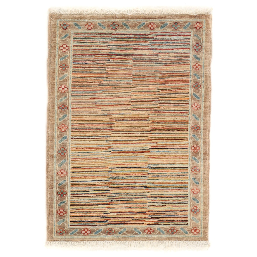 2'1 x 3' Hand-Knotted Afghan Gabbeh Wool Accent Rug