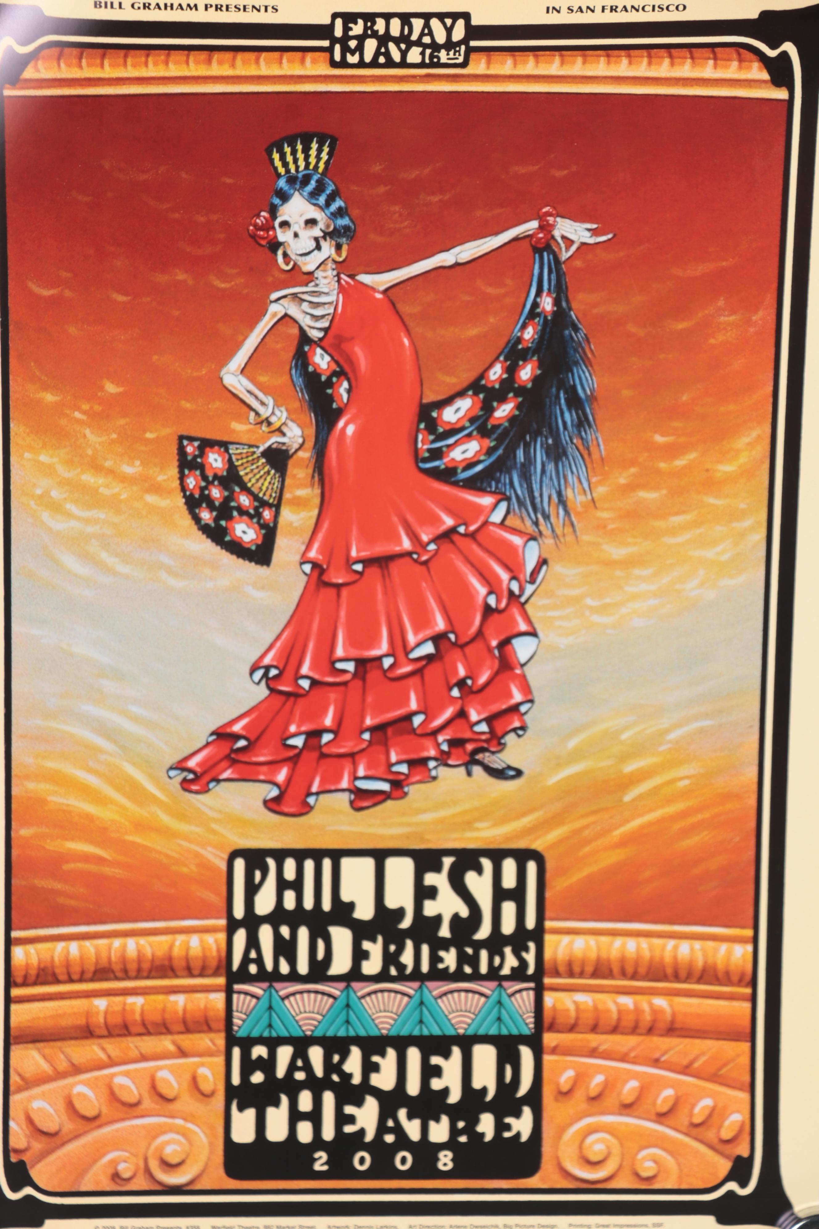 Bill Graham Offset Lithograph Phil Lesh Concert Posters after Dennis Larkins