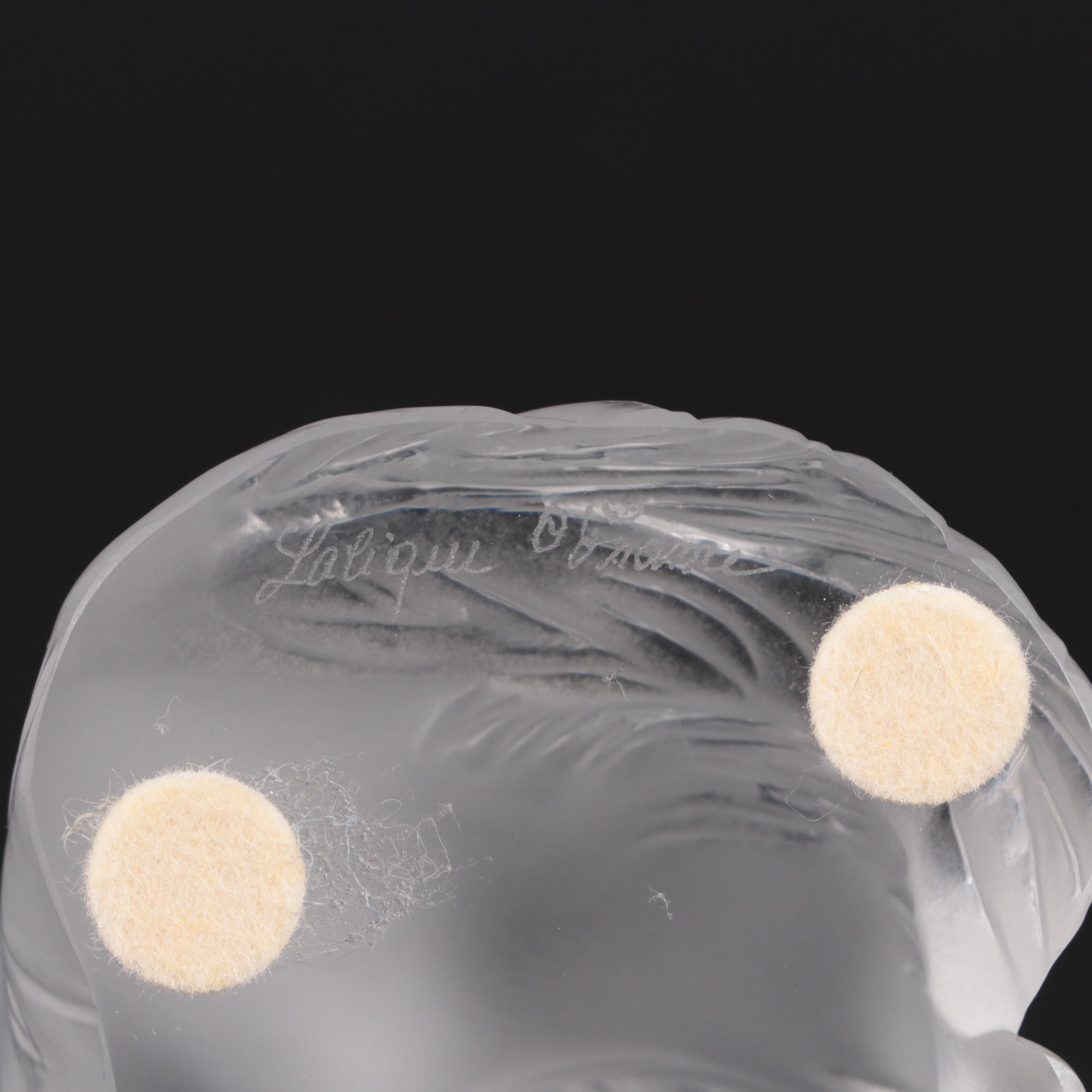 Lalique "Heggie" Figurine with Waterford Crystal "Cat Looking Up" Figurine