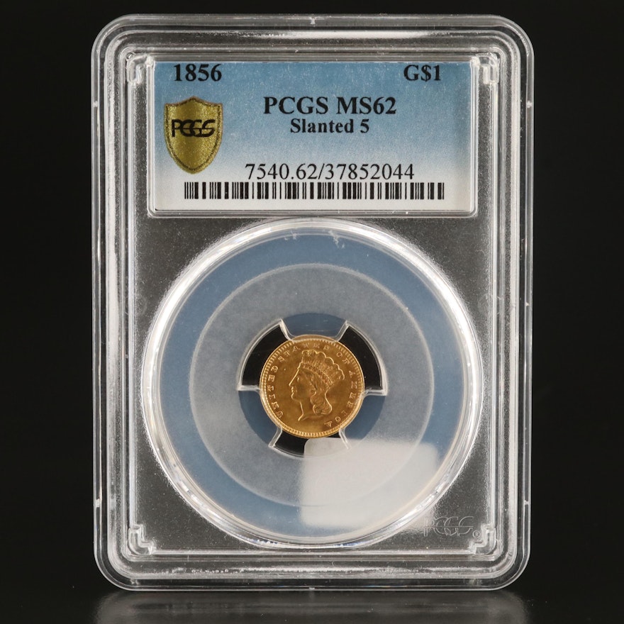 PCGS Graded MS62 1856 Indian Princess Head Gold Dollar