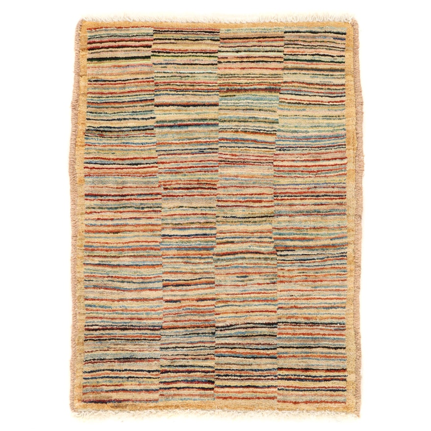 2'1 x 2'10 Hand-Knotted Afghan Gabbeh Wool Accent Rug