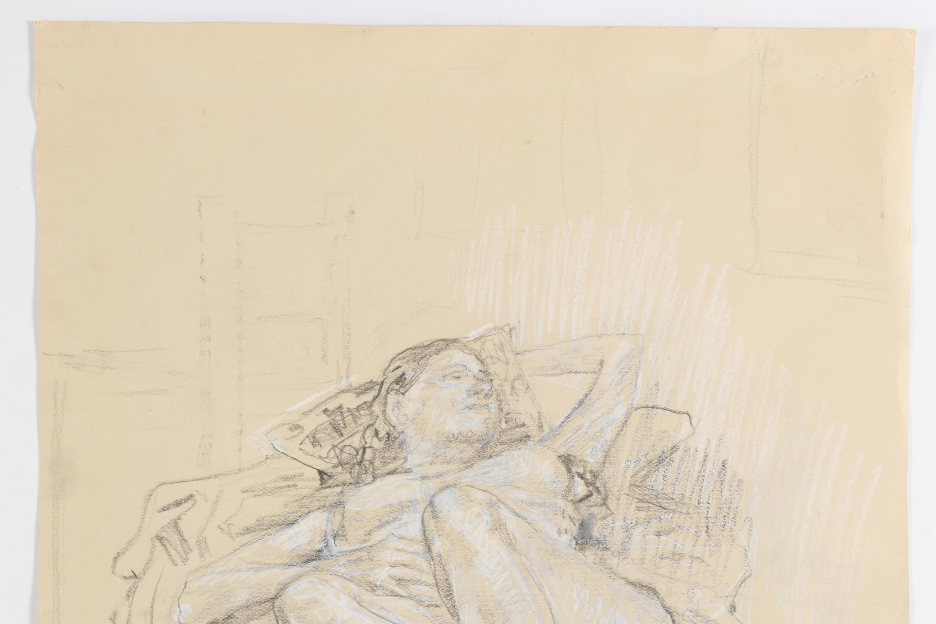 Graphite and Colored Pencil Drawing of Reclining Female Nude, 2004
