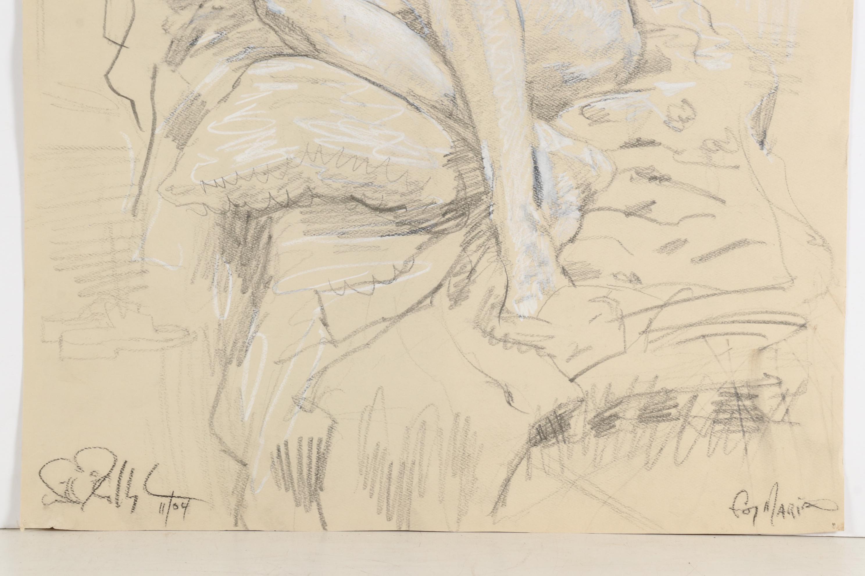 Graphite and Colored Pencil Drawing of Reclining Female Nude, 2004