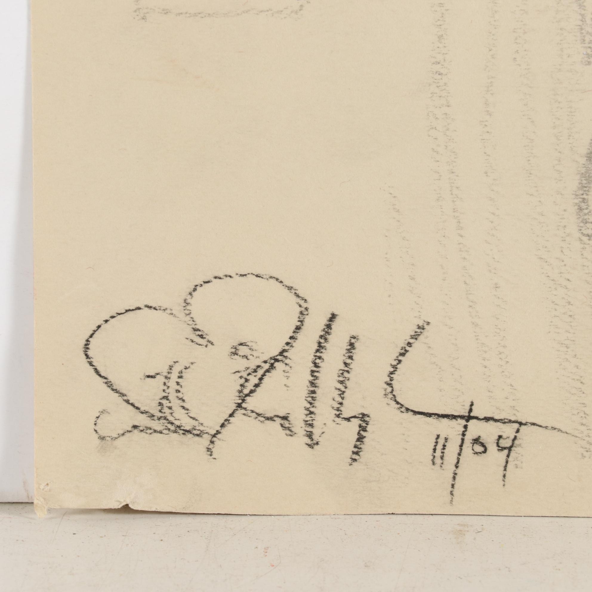 Graphite and Colored Pencil Drawing of Reclining Female Nude, 2004