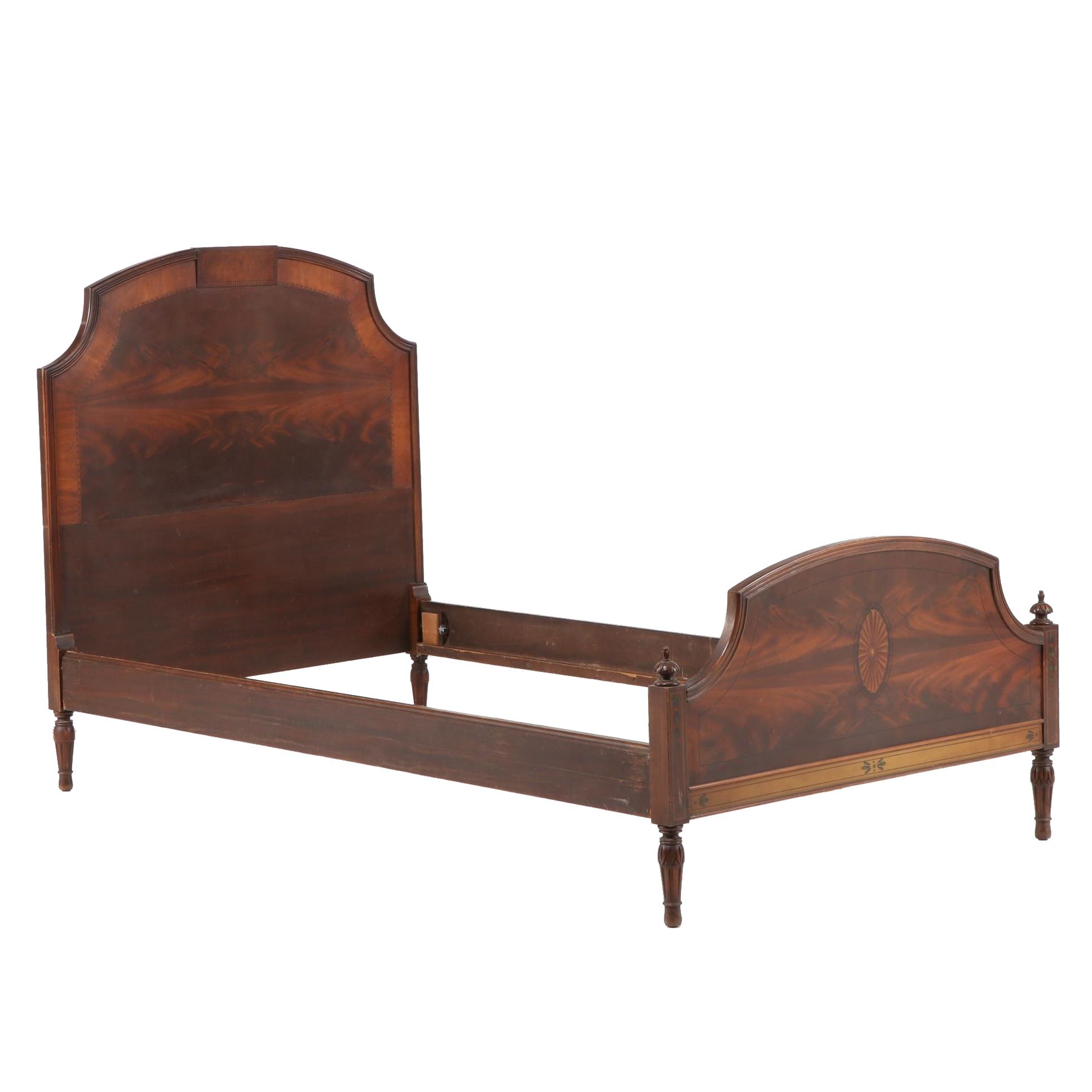 Neoclassical Style Walnut Twin Sized Bed Frame, 20th Century