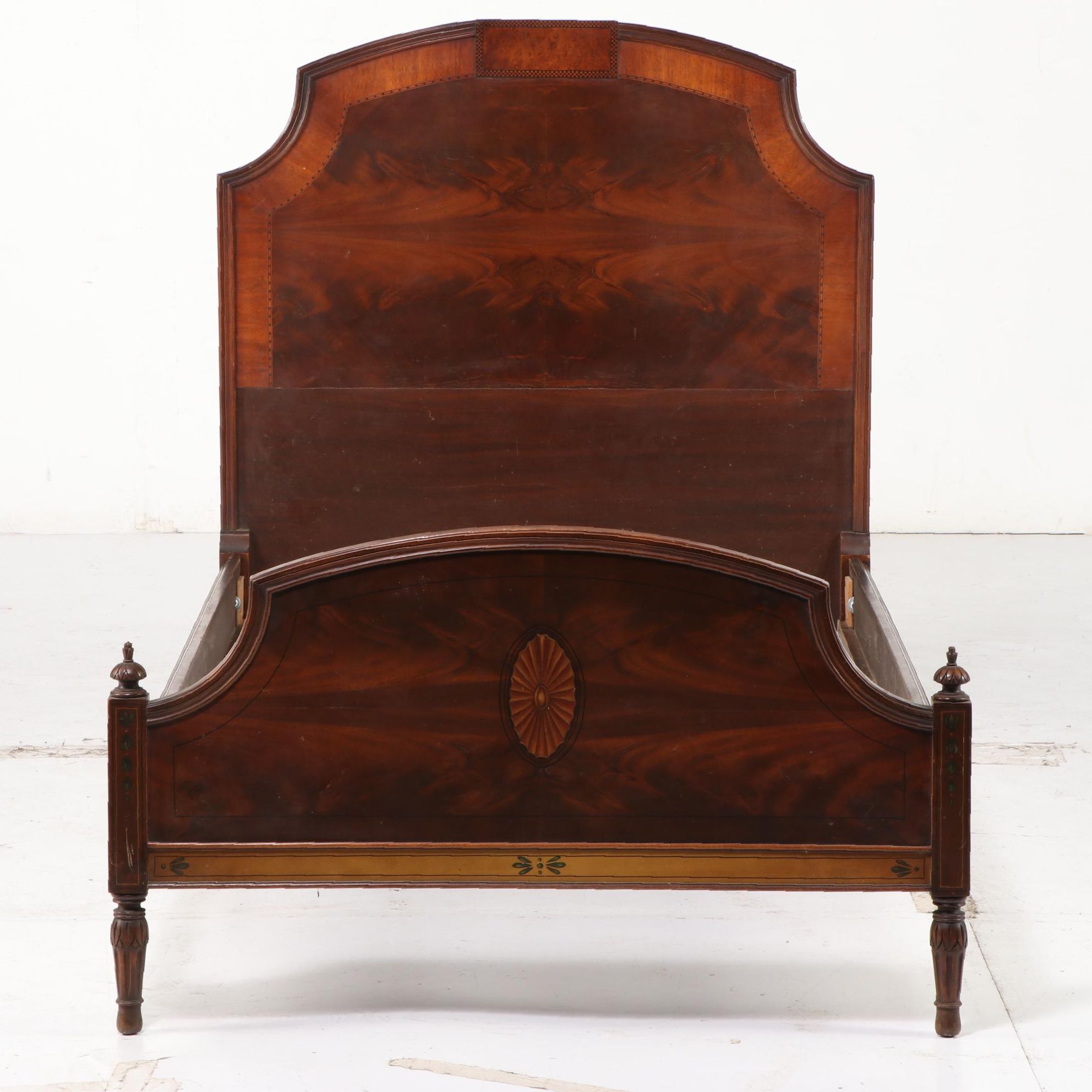 Neoclassical Style Walnut Twin Sized Bed Frame, 20th Century