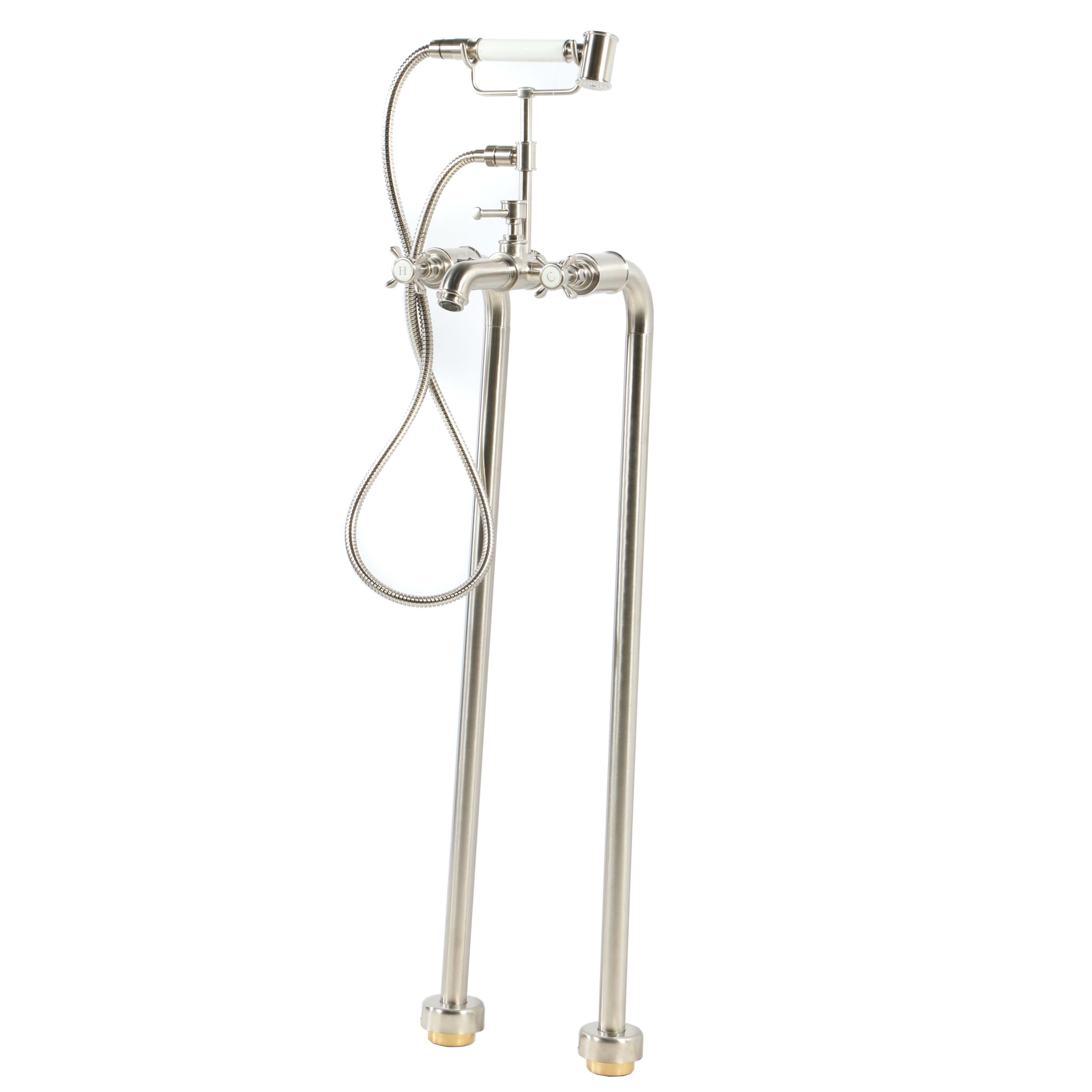 "Victoria" Brushed Nickel Freestanding Tub Filler with Shower Head