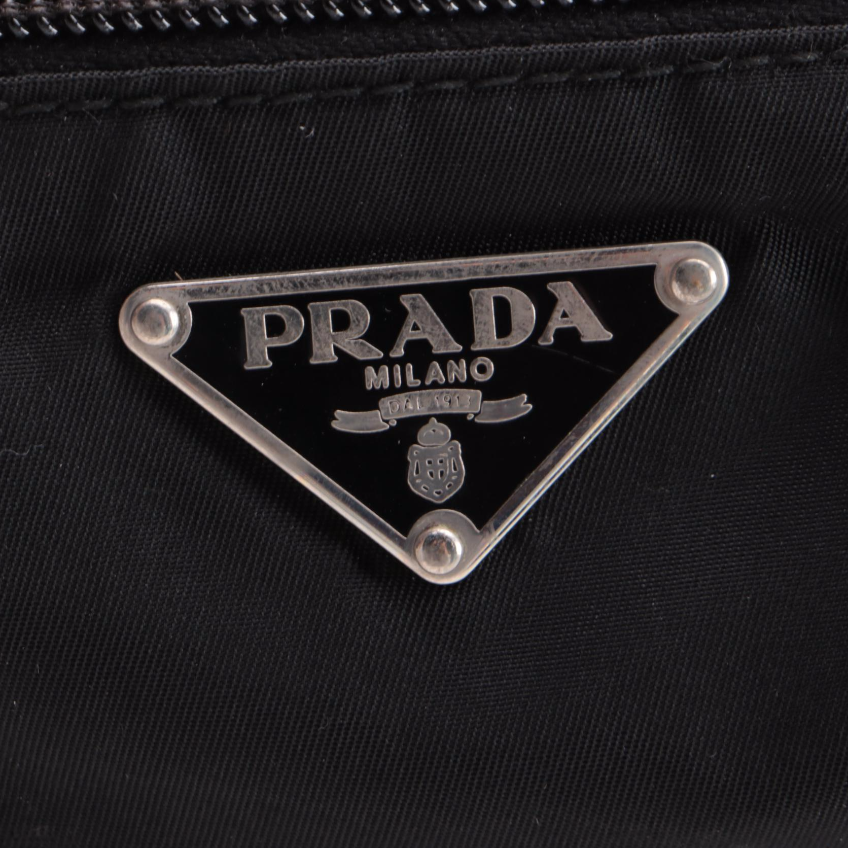 Prada Small Zip Messenger Bag in Black Tessuto Nylon with Leather Trim